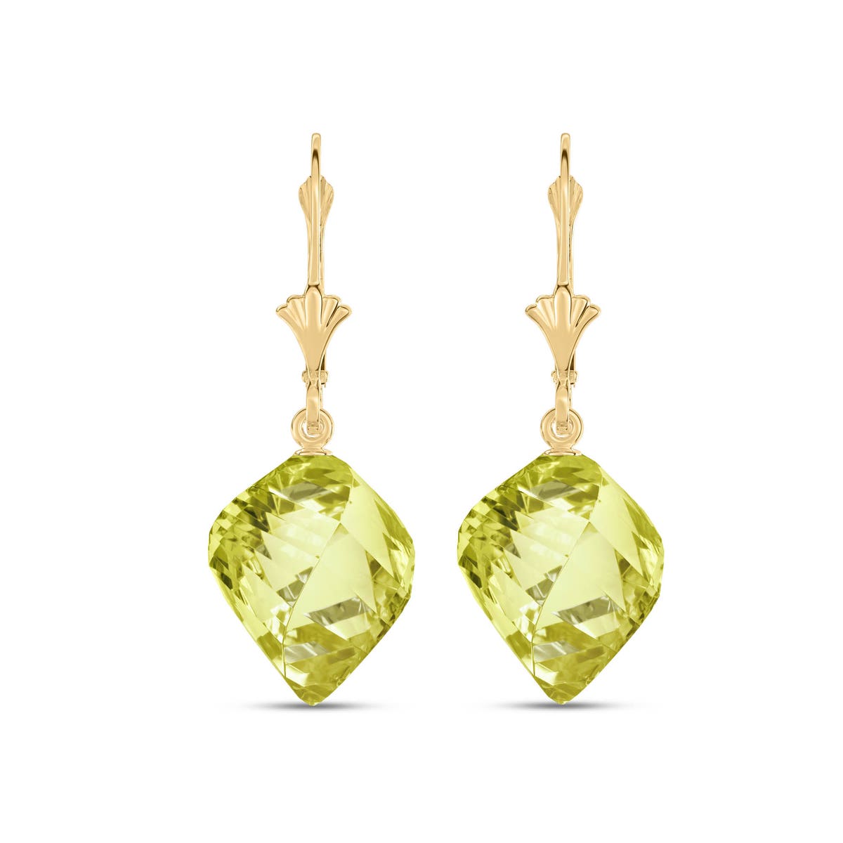 Yellow Gold Earrings Lemon Quartz 10K — Ermenegilda