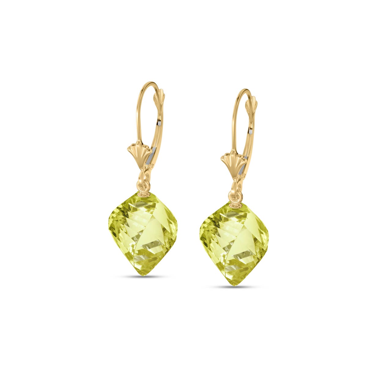 Yellow Gold Earrings Lemon Quartz 10K — Ermenegilda