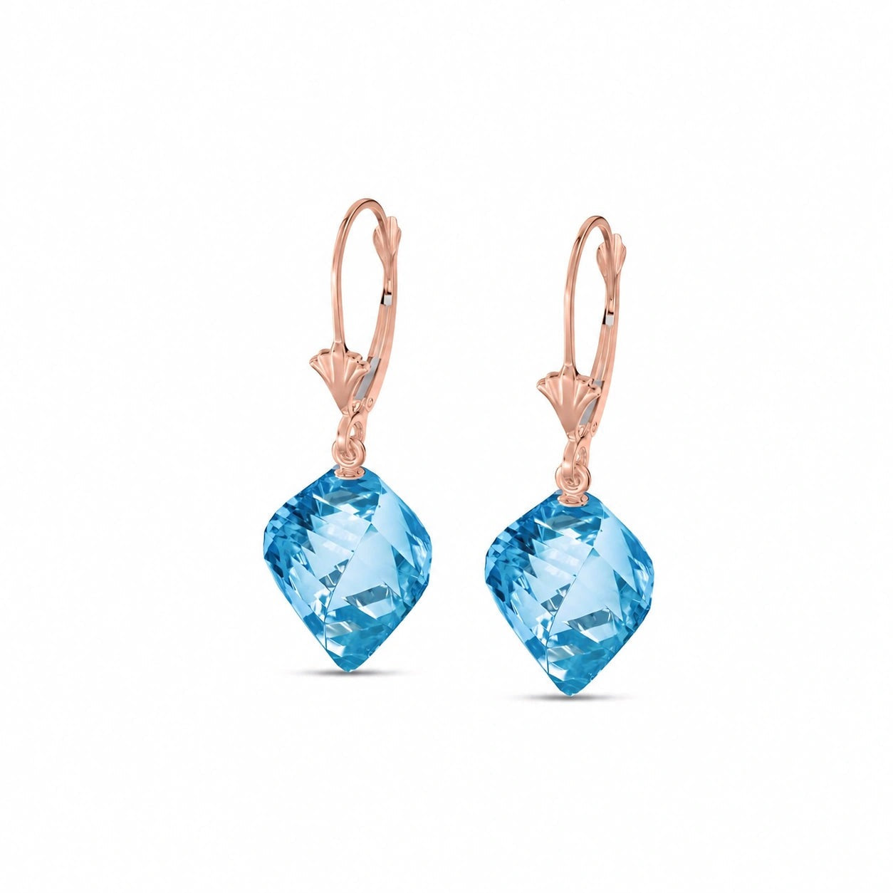 Rose Gold Earrings Blue Topaz 10K — Ermenegilda