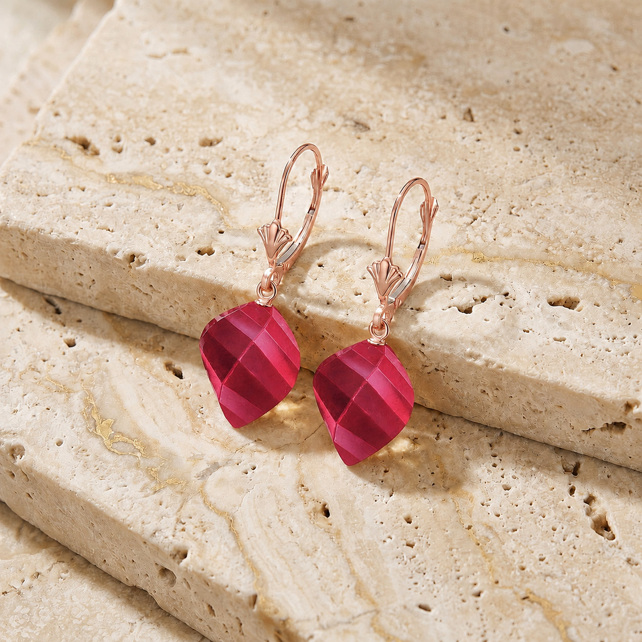 Rose Gold Earrings Blue Topaz 10K — Ermenegilda