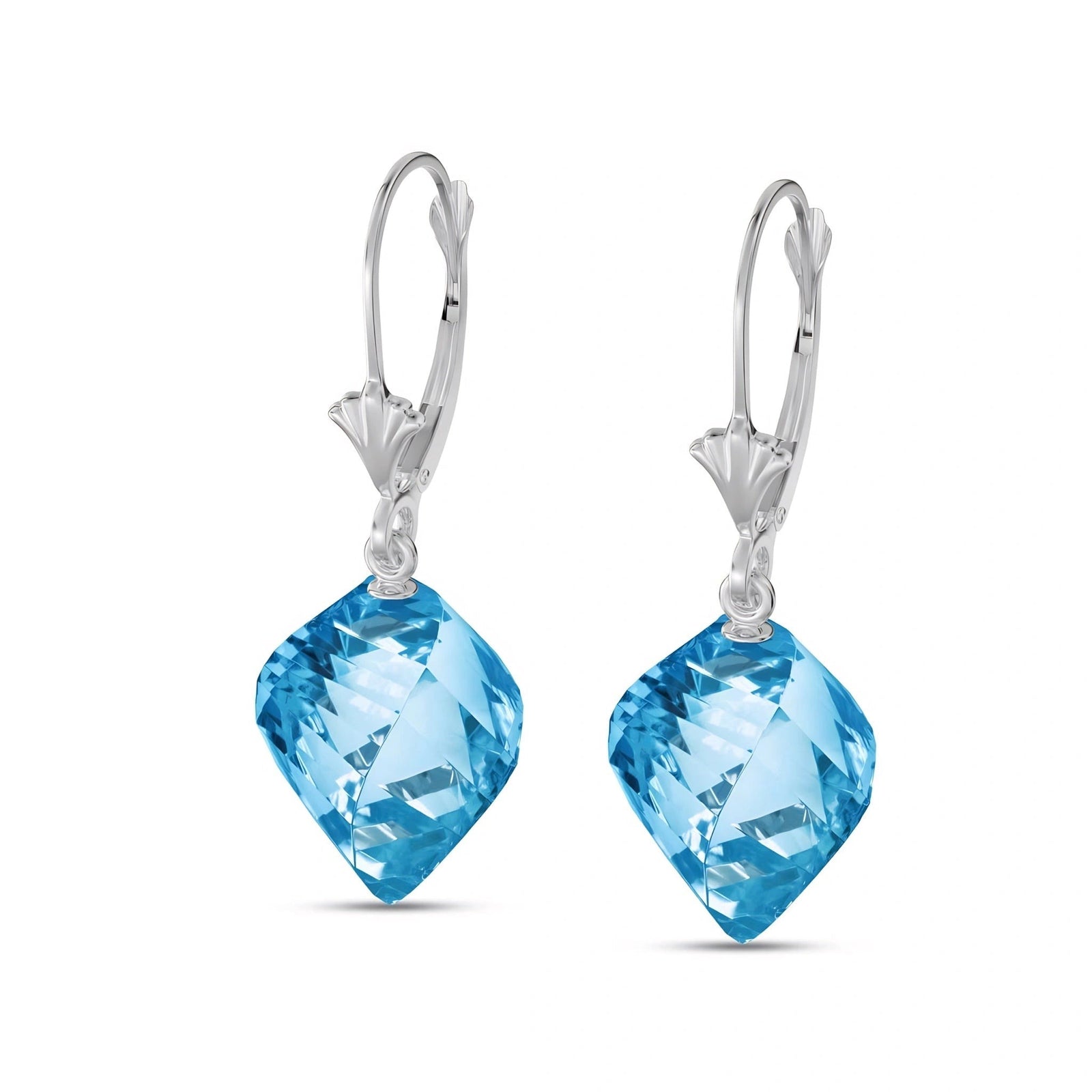 White Gold Earrings Blue Topaz 10K — Ermenegilda