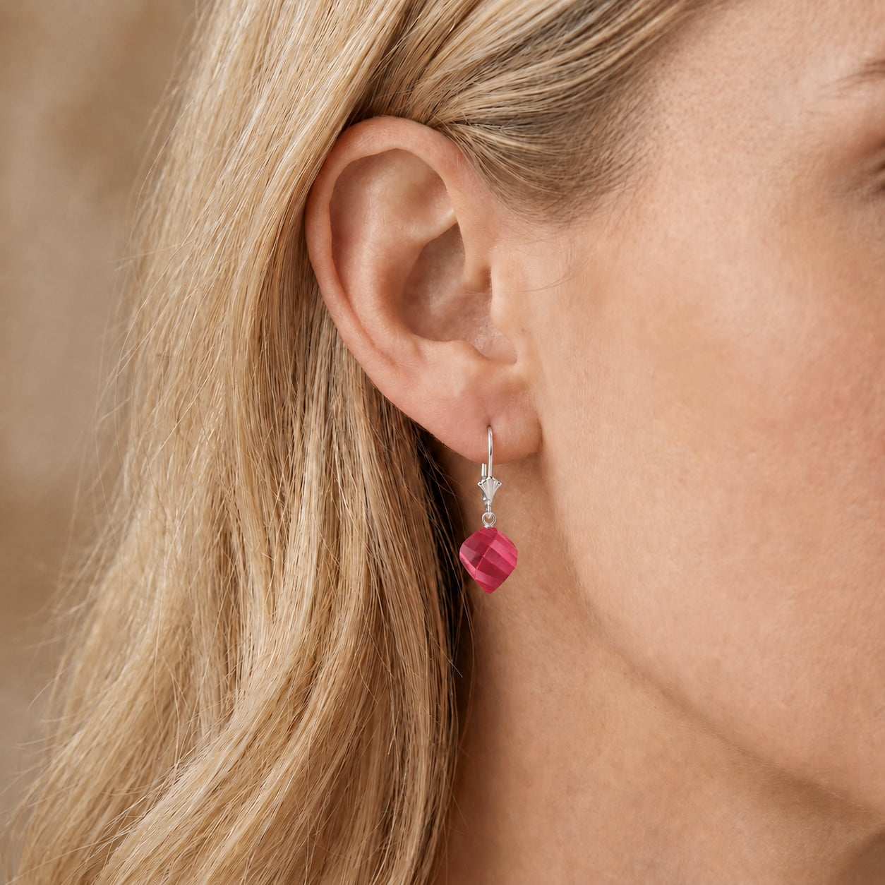 White Gold Earrings Blue Topaz 10K — Ermenegilda