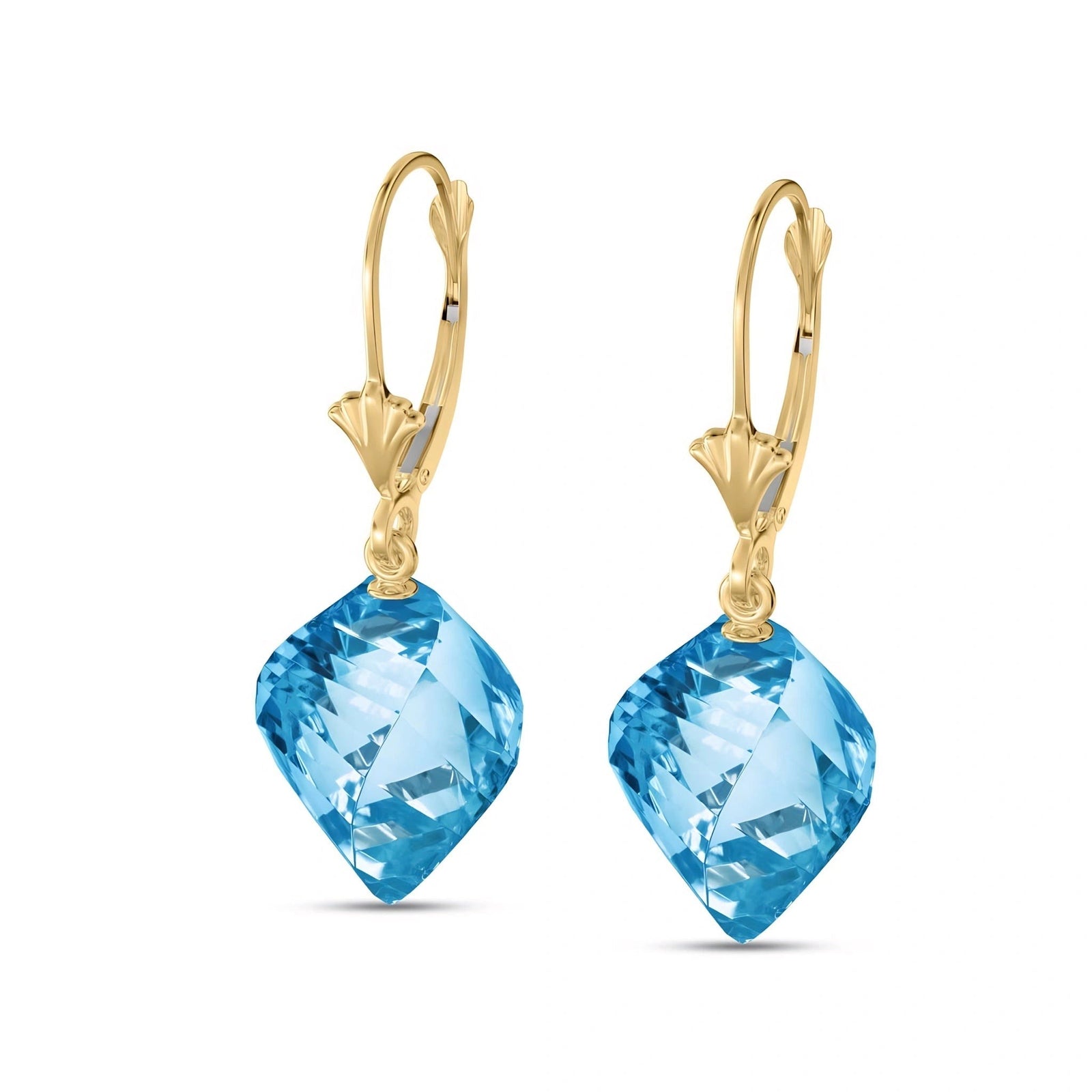Yellow Gold Earrings Blue Topaz 10K — Ermenegilda