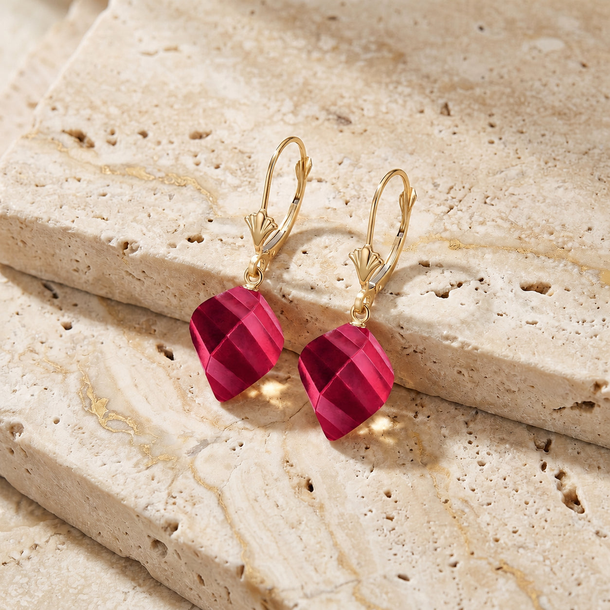 Yellow Gold Earrings Blue Topaz 10K — Ermenegilda