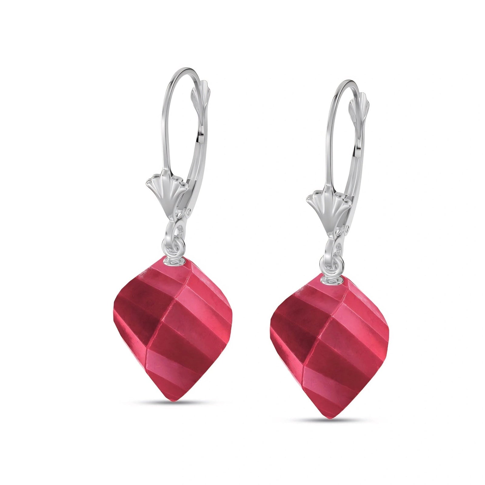 White Gold Earrings Ruby 10K — Ermenegilda
