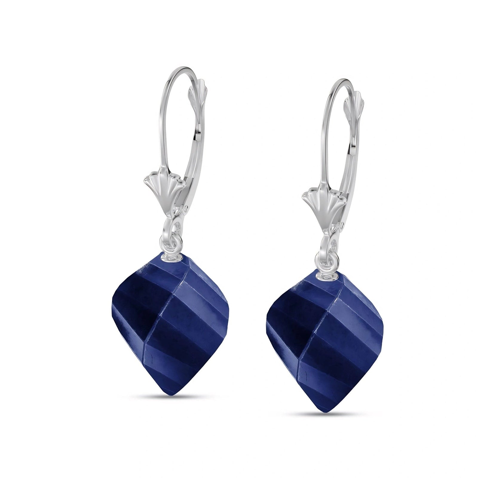 White Gold Earrings Sapphire 10K — Ermenegilda