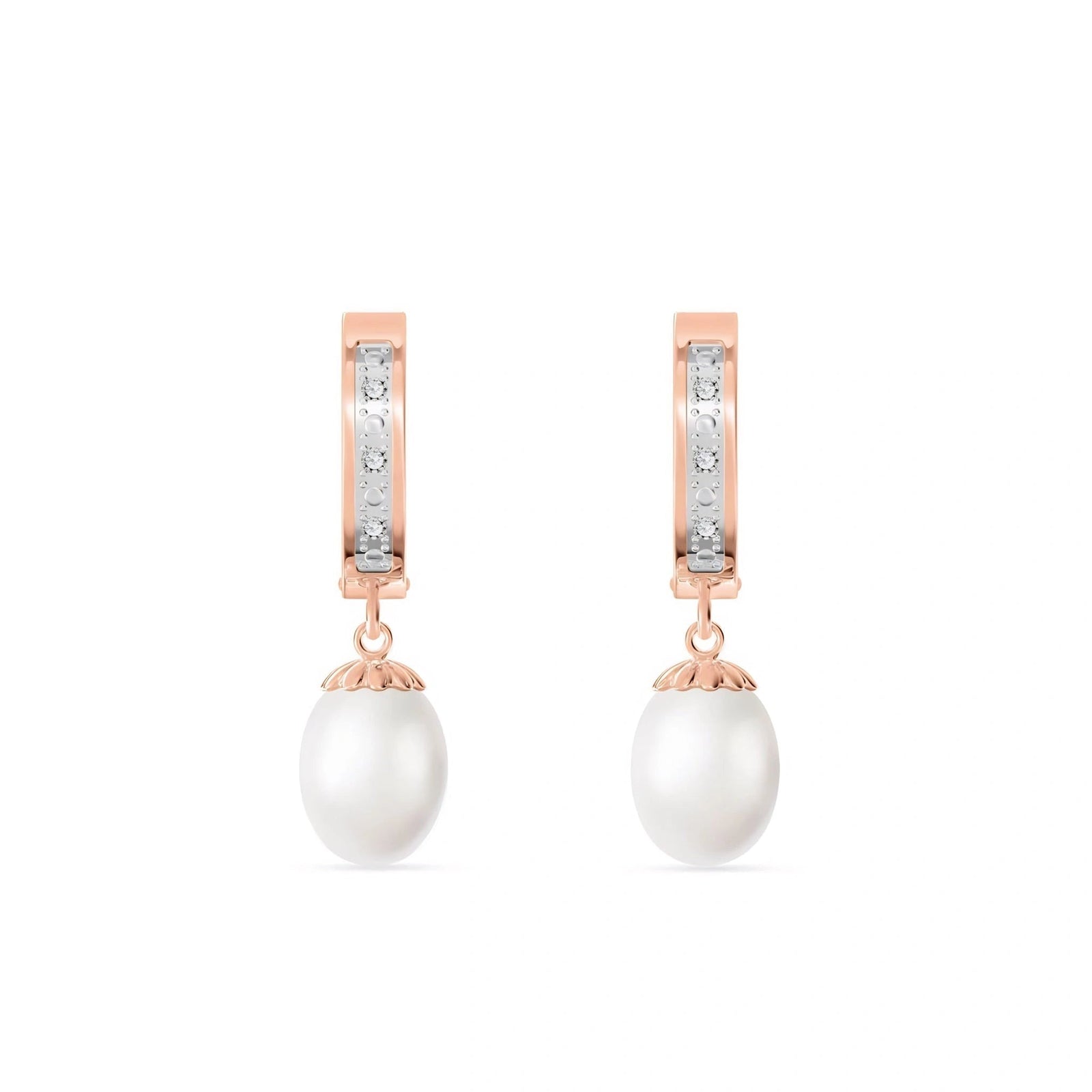Rose Gold Bloom Earrings Pearl 10K — Battistina