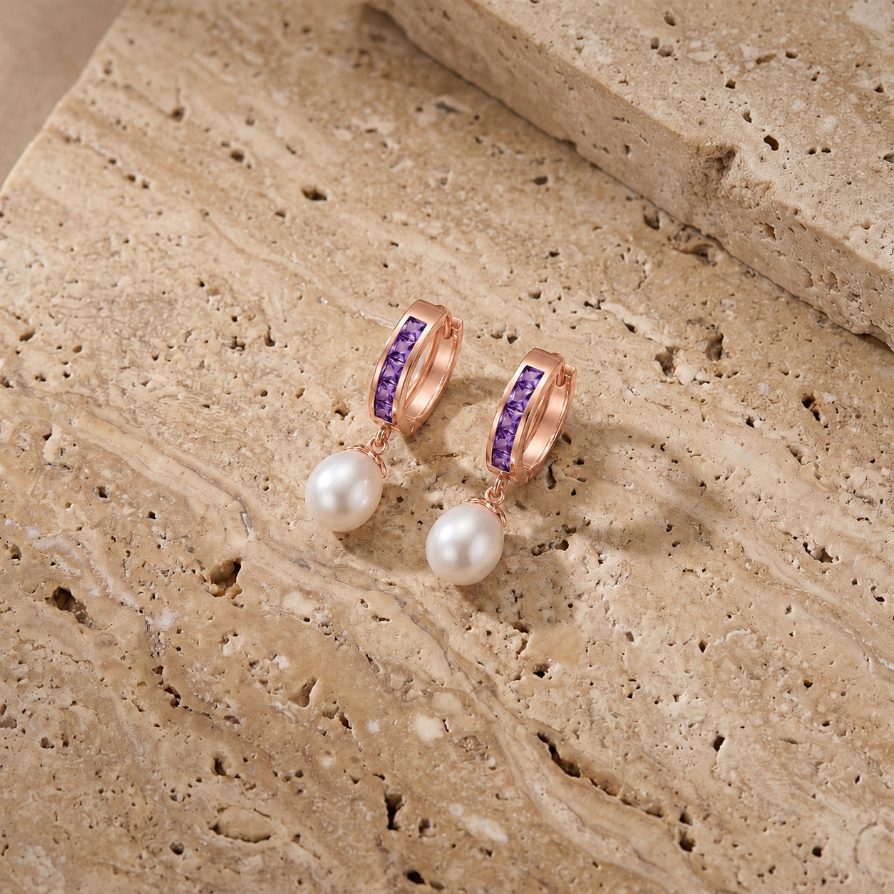 Rose Gold Bloom Earrings Pearl 10K — Battistina