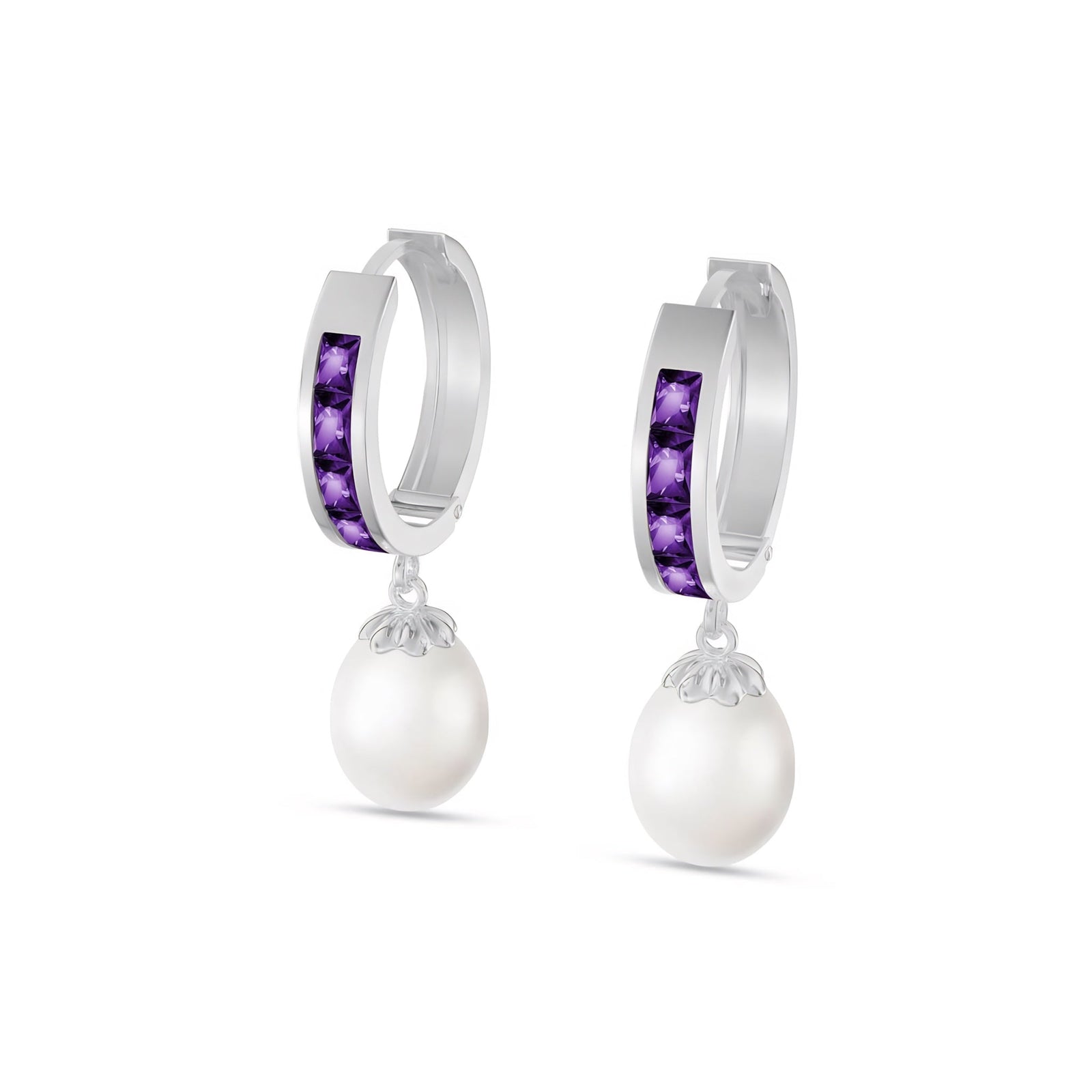 White Gold Bloom Earrings Pearl 10K — Battistina