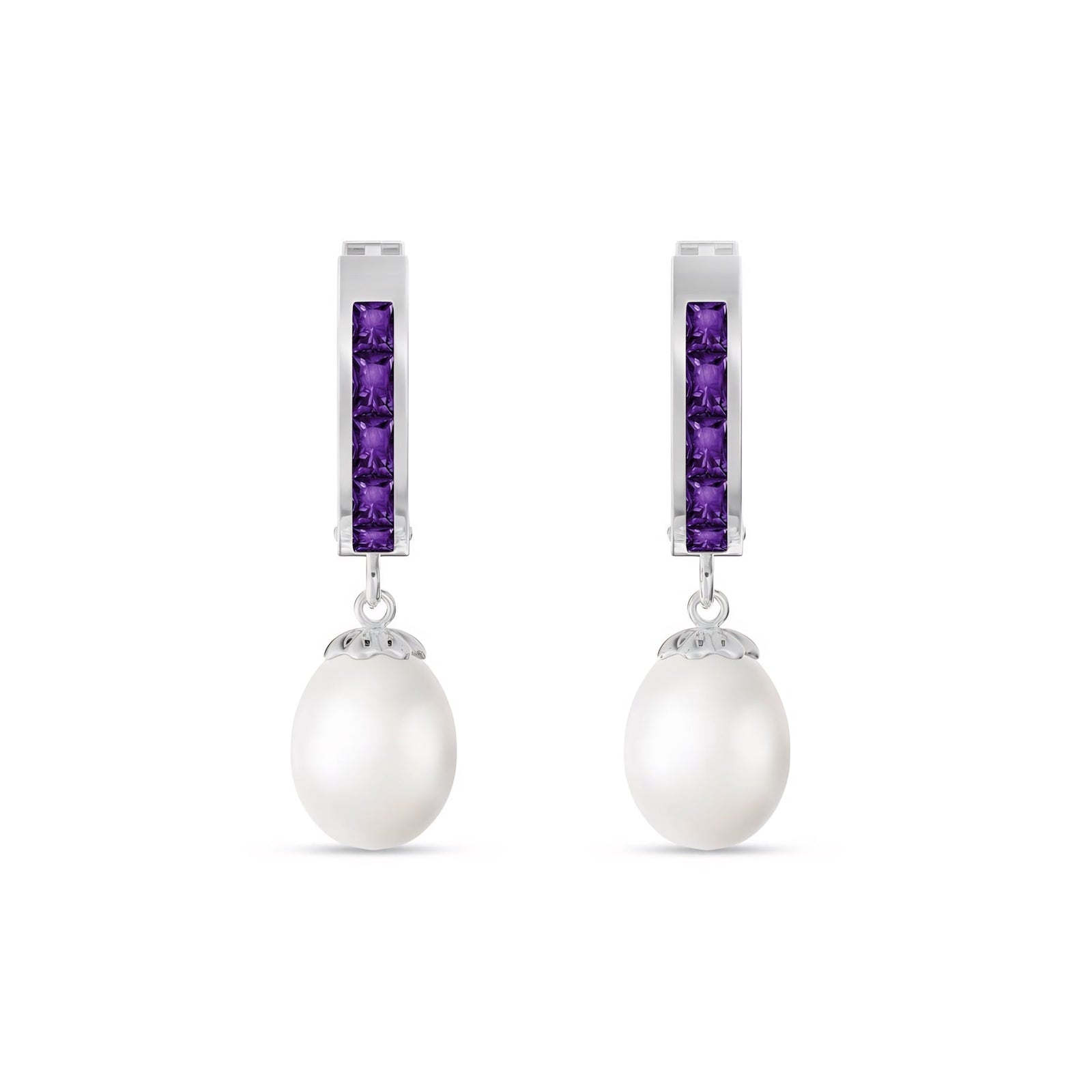 White Gold Bloom Earrings Pearl 10K — Battistina