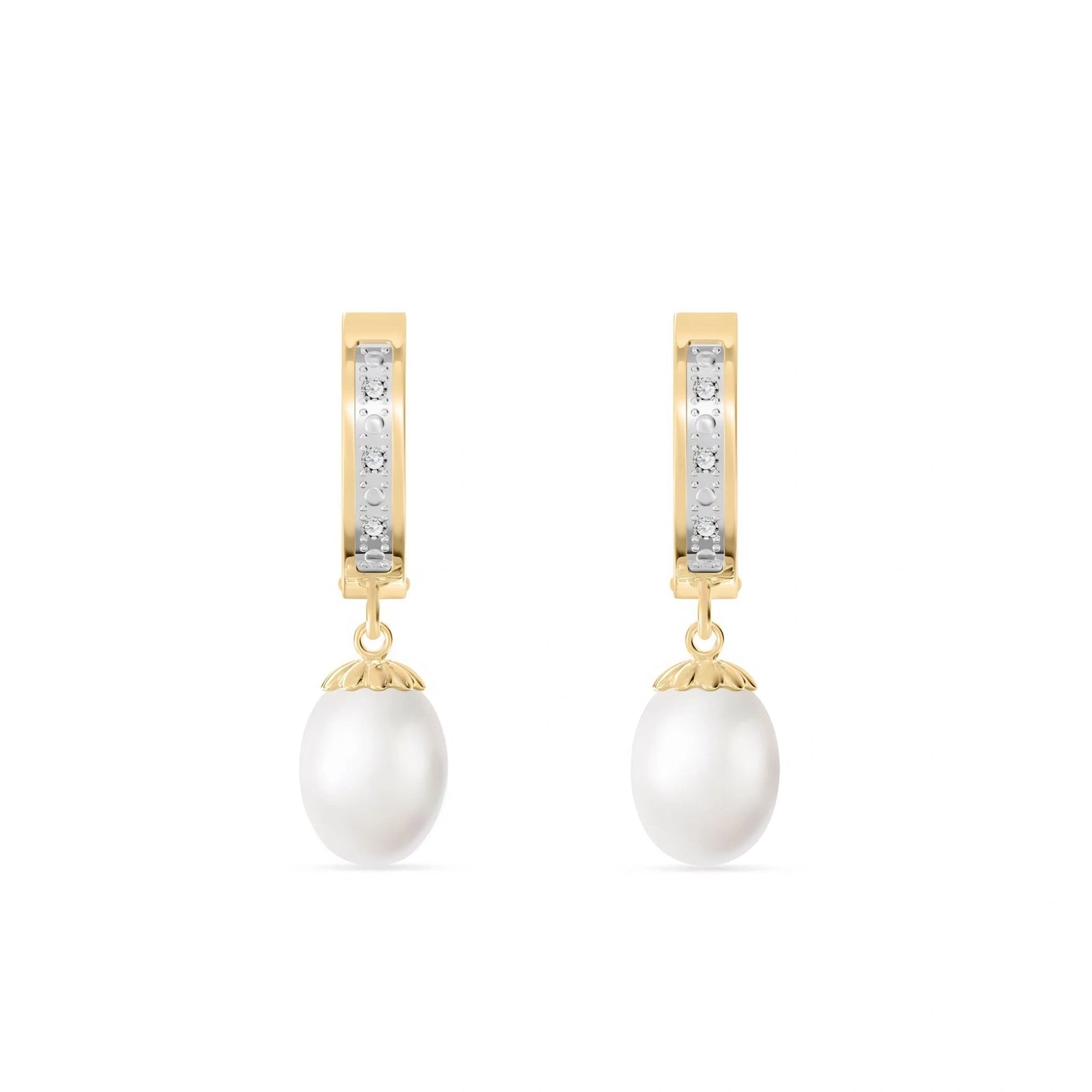 Yellow Gold Bloom Earrings Pearl 10K — Battistina