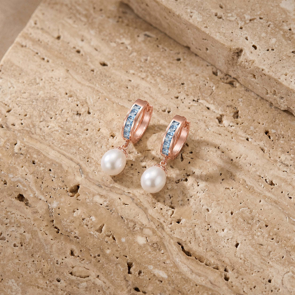 Rose Gold Bloom Earrings Sapphire 10K — Battistina