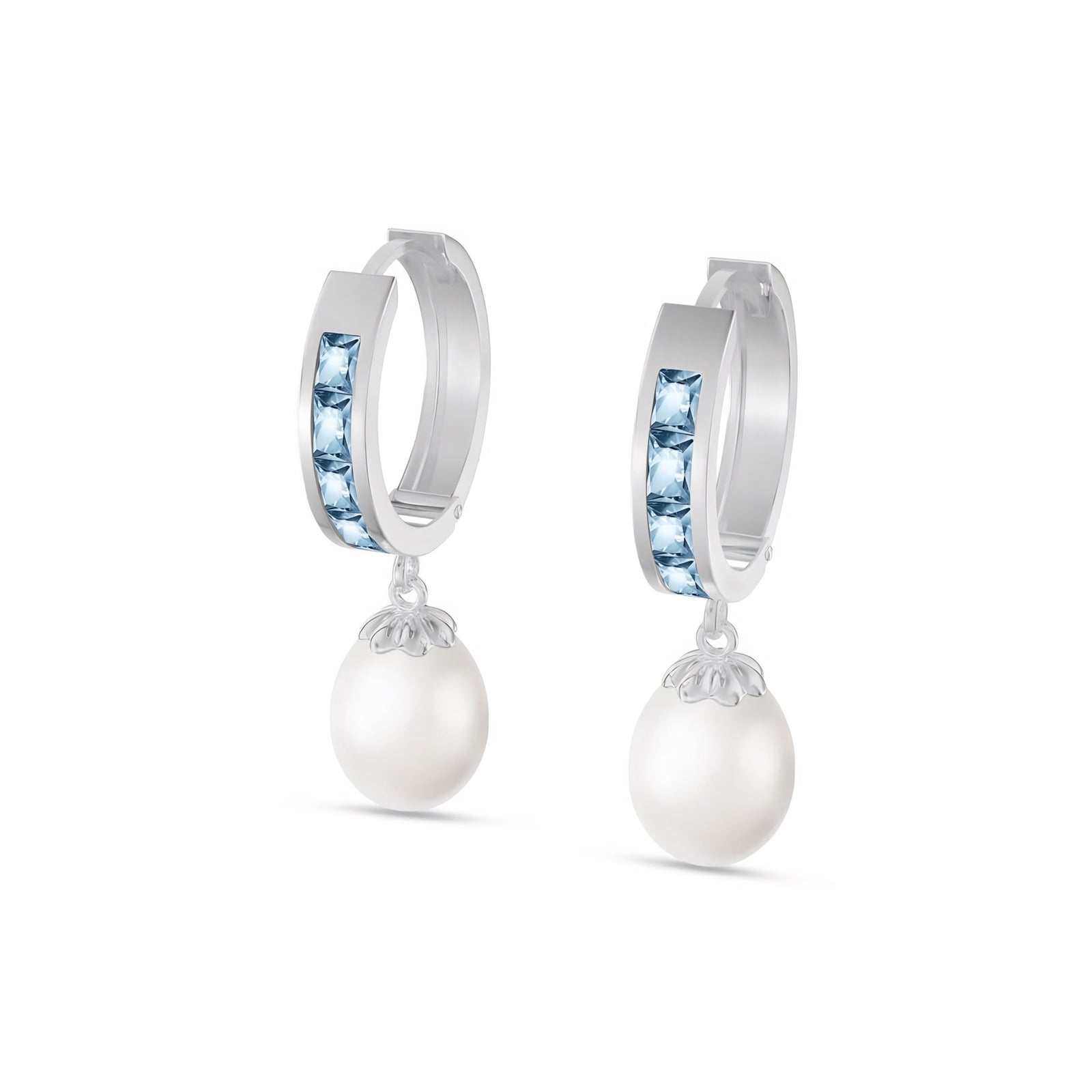 White Gold Bloom Earrings Sapphire 10K — Battistina