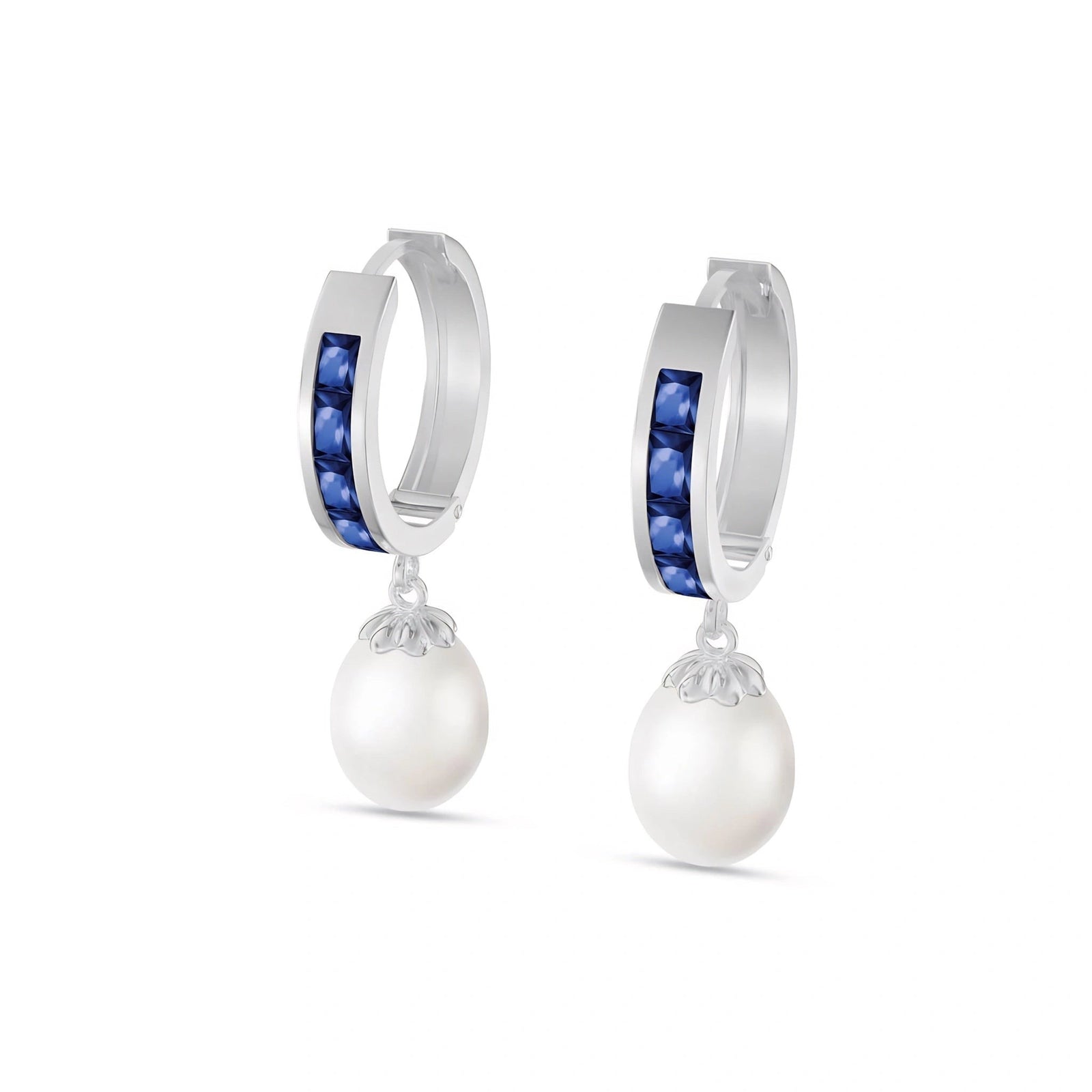 White Gold Bloom Earrings Sapphire 10K — Battistina