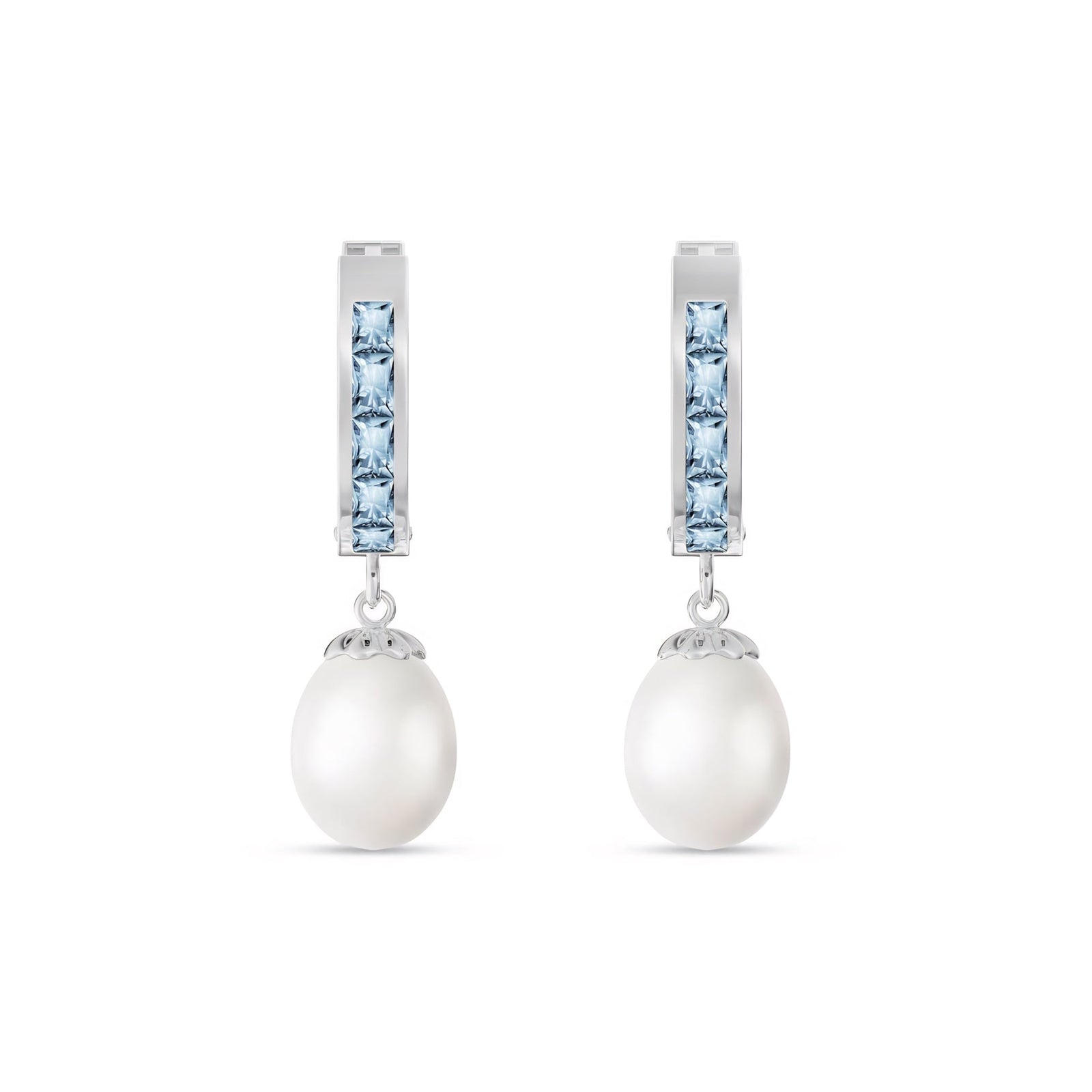 White Gold Bloom Earrings Sapphire 10K — Battistina
