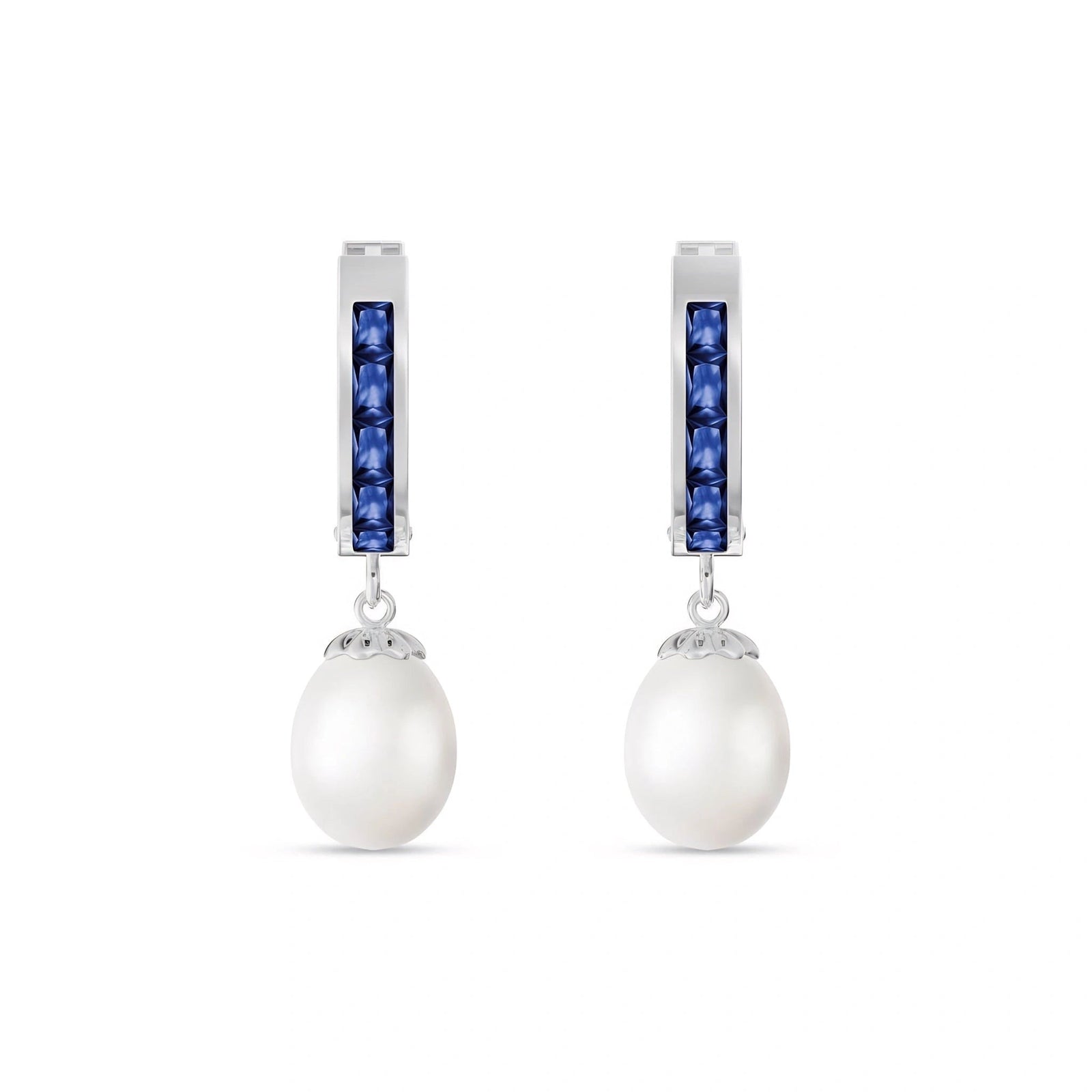 White Gold Bloom Earrings Sapphire 10K — Battistina