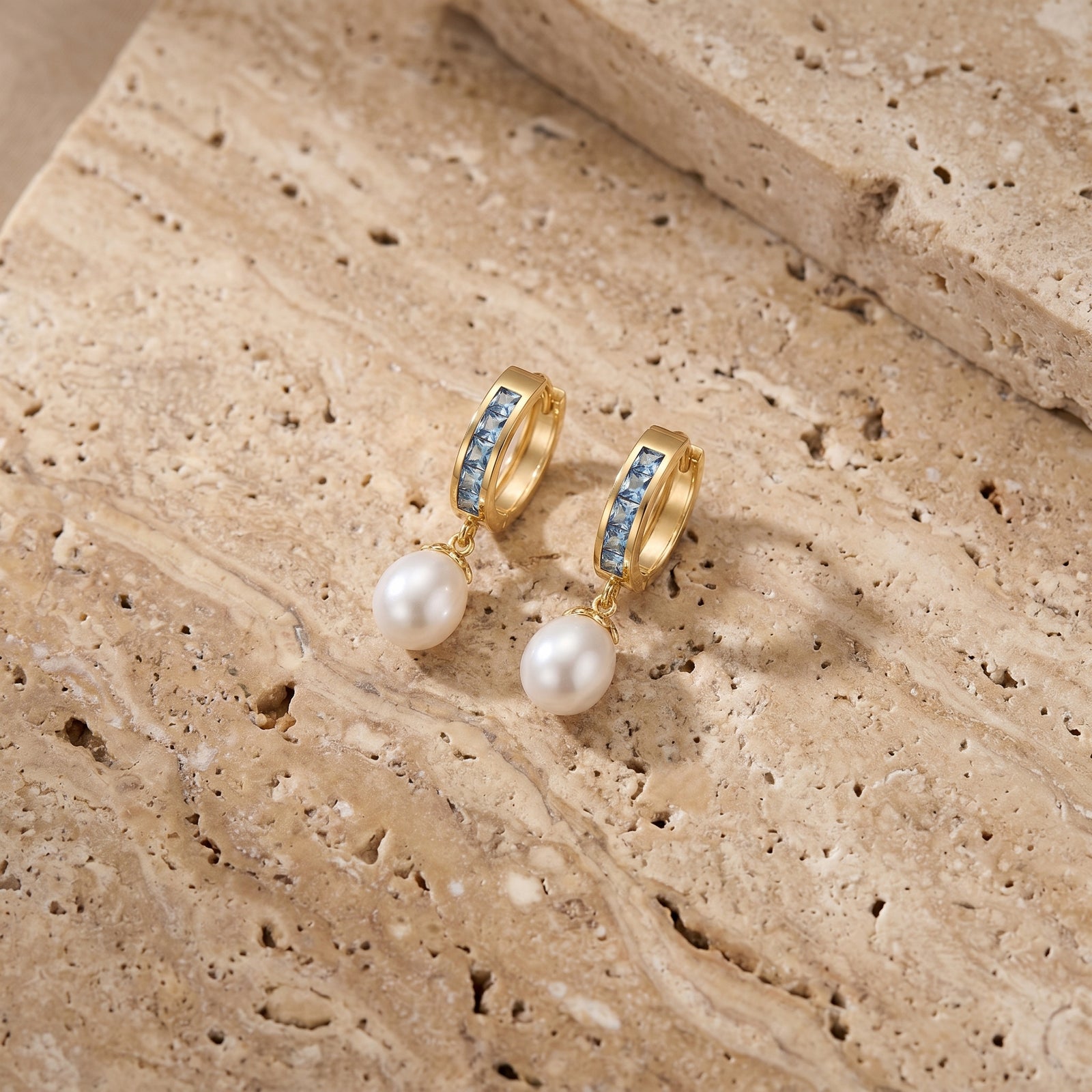 Yellow Gold Bloom Earrings Sapphire 10K — Battistina