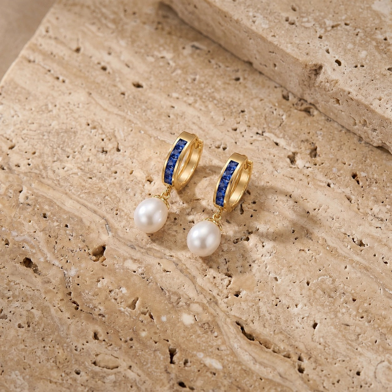 Yellow Gold Bloom Earrings Sapphire 10K — Battistina