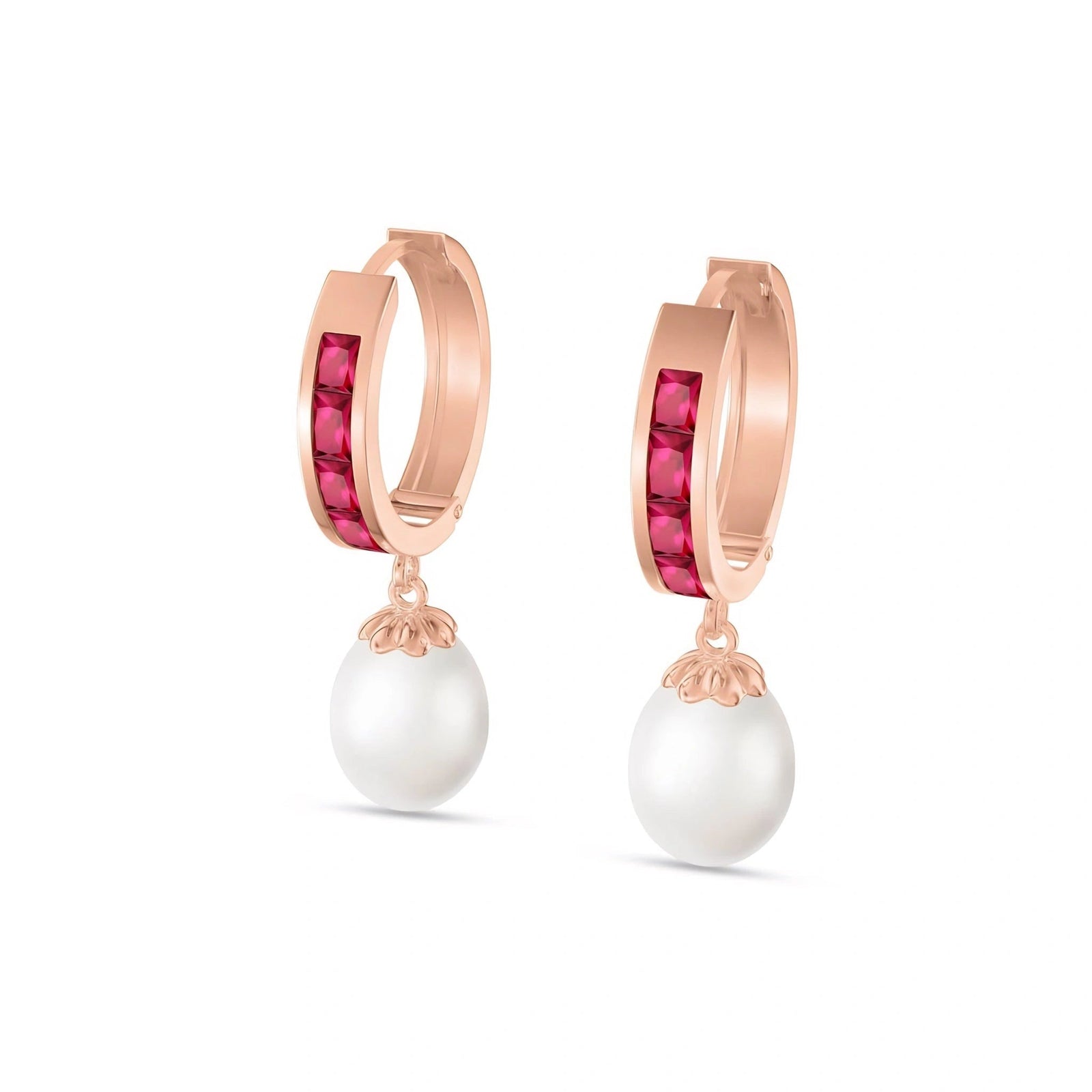 Rose Gold Bloom Earrings Ruby 10K — Battistina