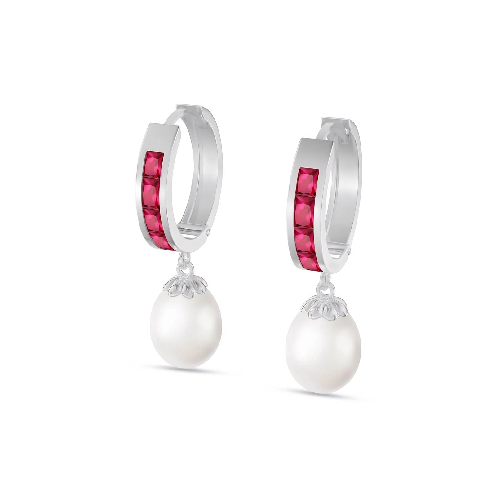 White Gold Bloom Earrings Ruby 10K — Battistina