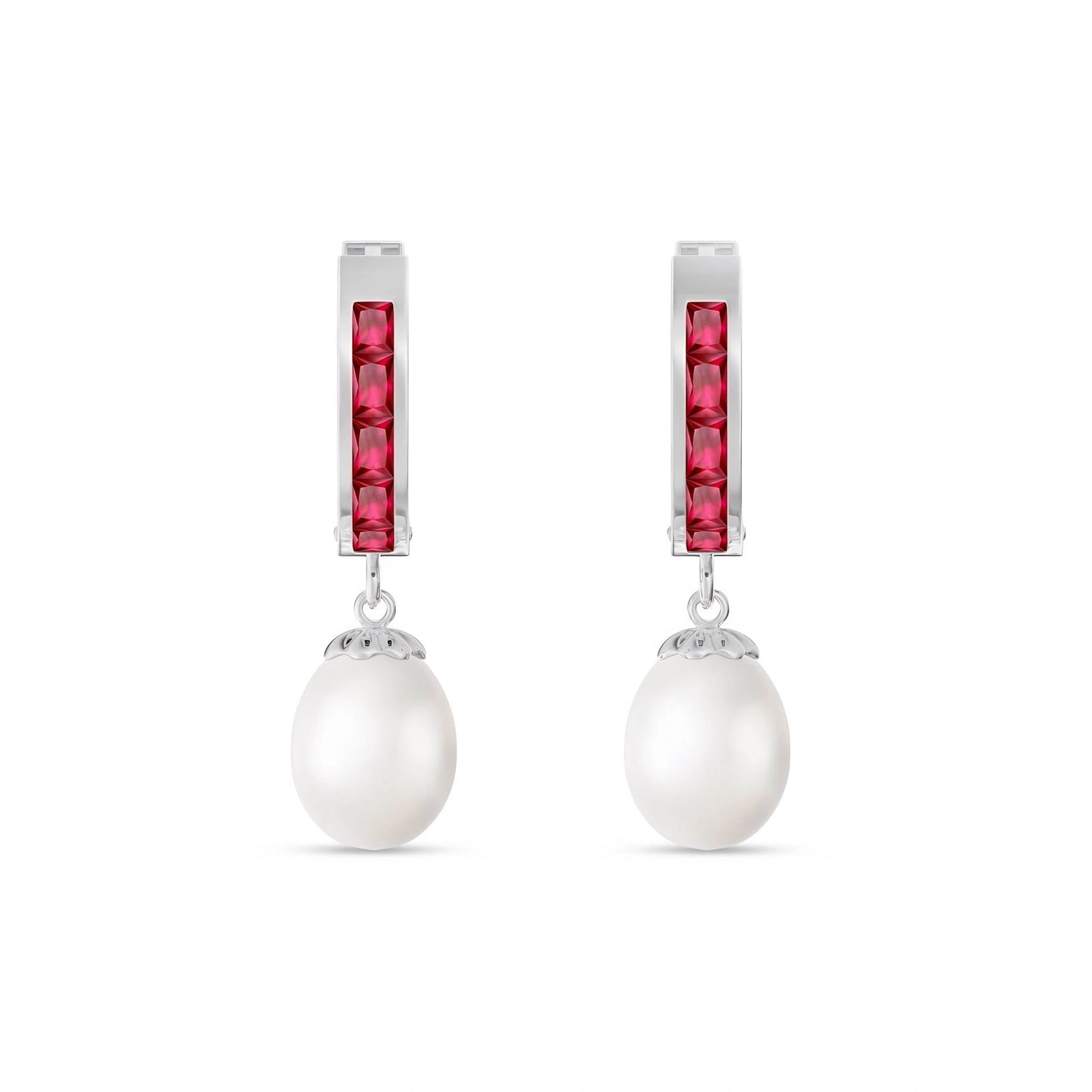 White Gold Bloom Earrings Ruby 10K — Battistina