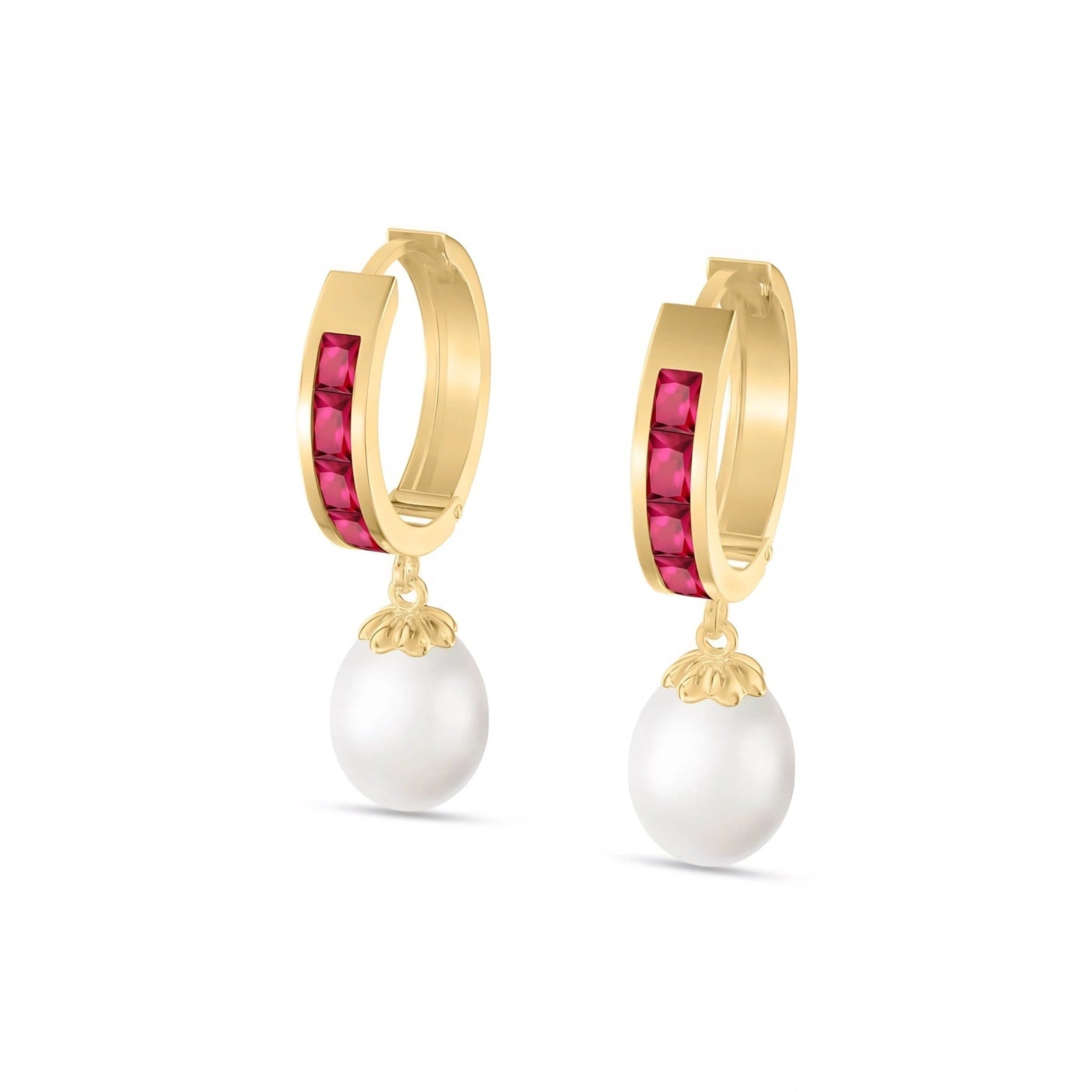 Yellow Gold Bloom Earrings Ruby 10K — Battistina