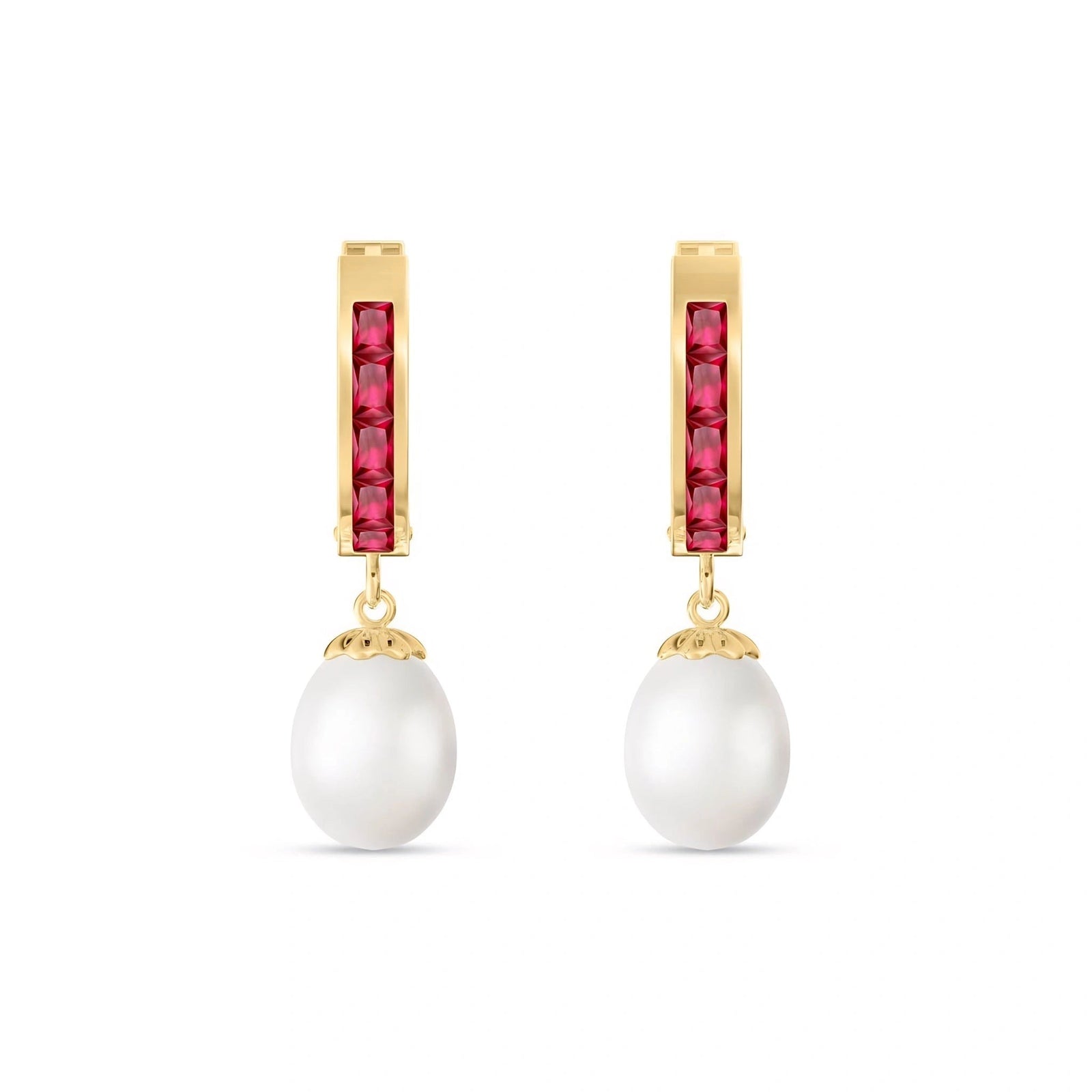 Yellow Gold Bloom Earrings Ruby 10K — Battistina