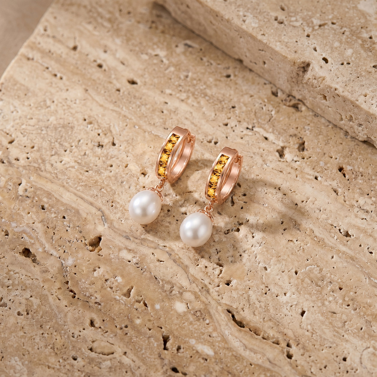 Rose Gold Bloom Earrings Aquamarine 10K — Battistina