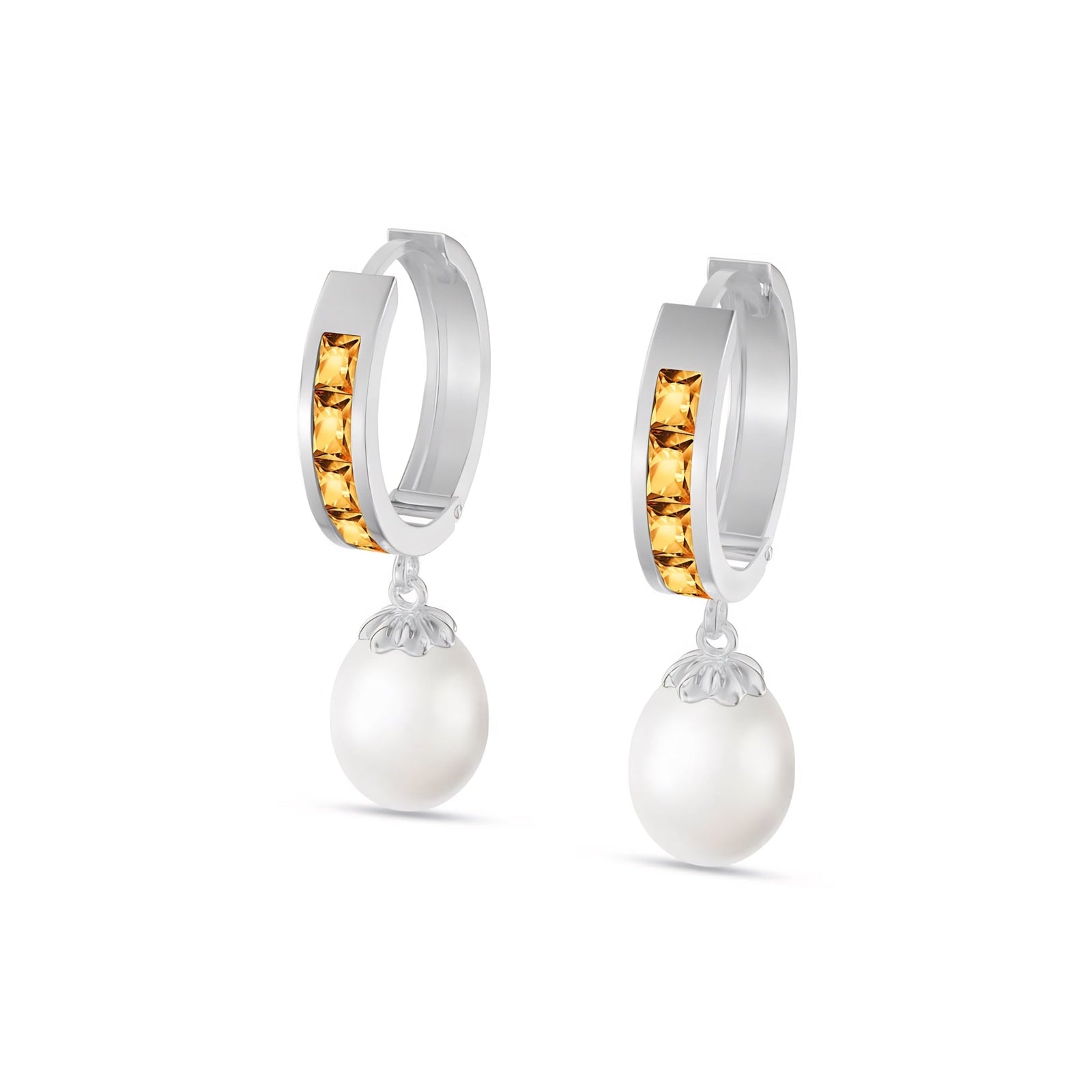 White Gold Bloom Earrings Aquamarine 10K — Battistina