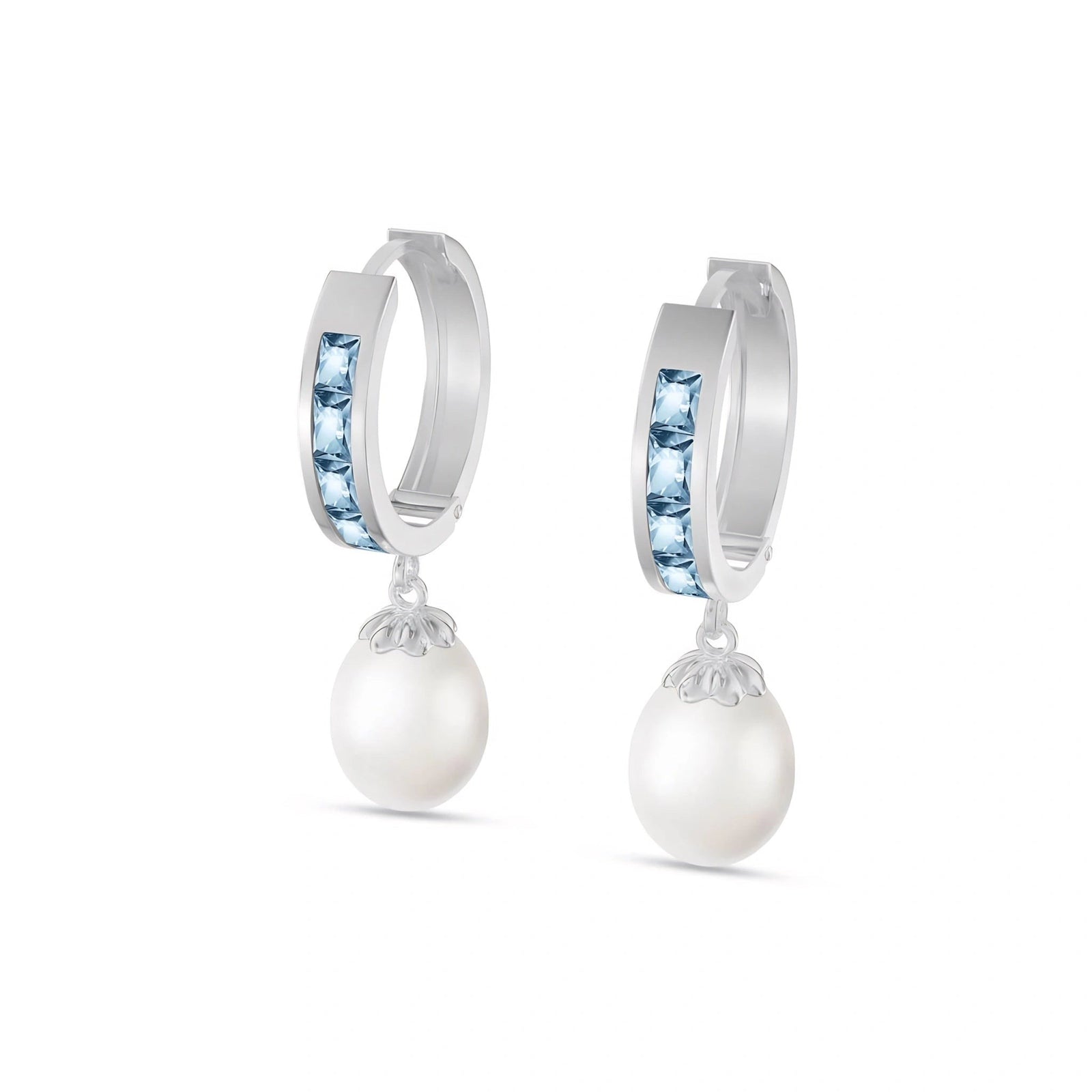 White Gold Bloom Earrings Aquamarine 10K — Battistina