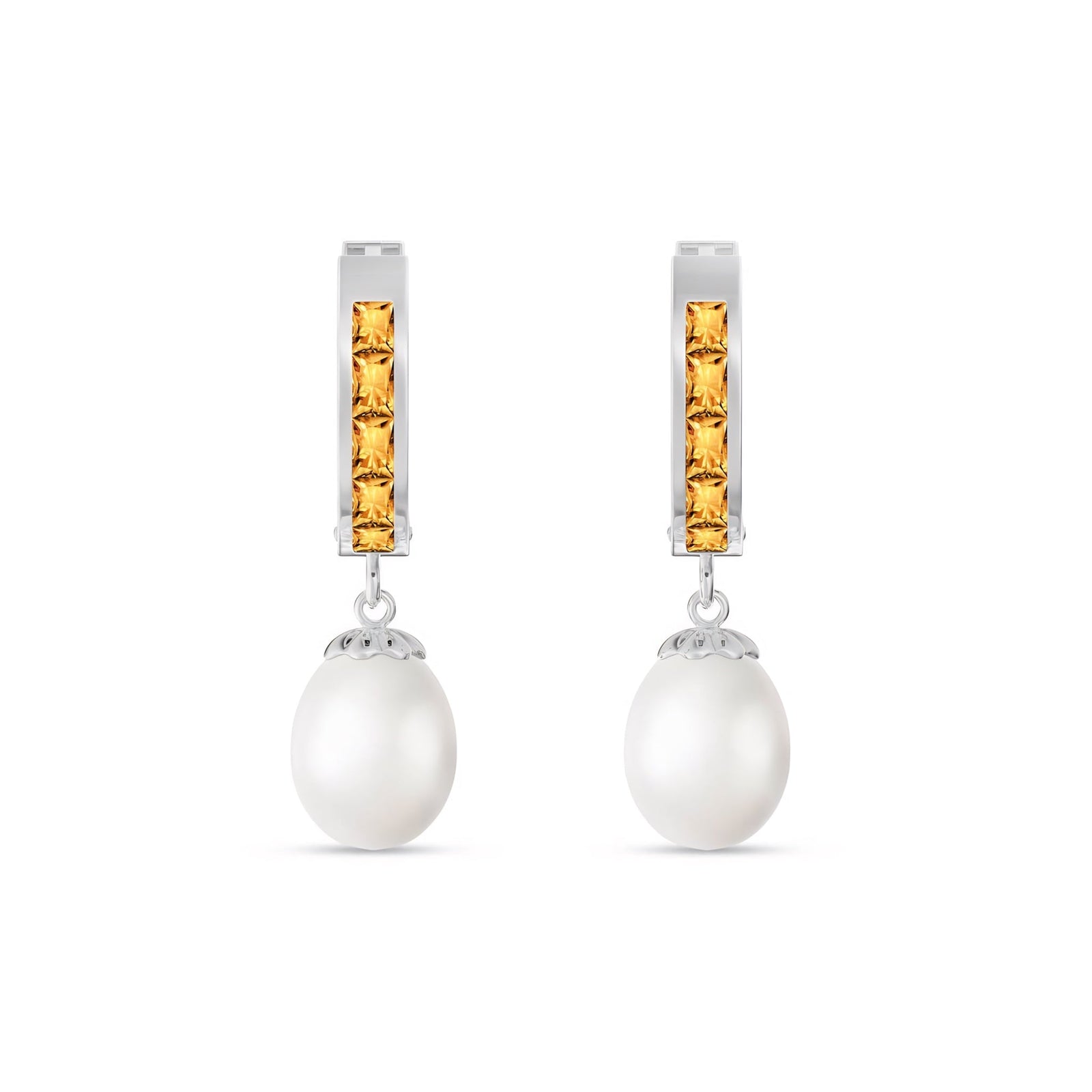 White Gold Bloom Earrings Aquamarine 10K — Battistina