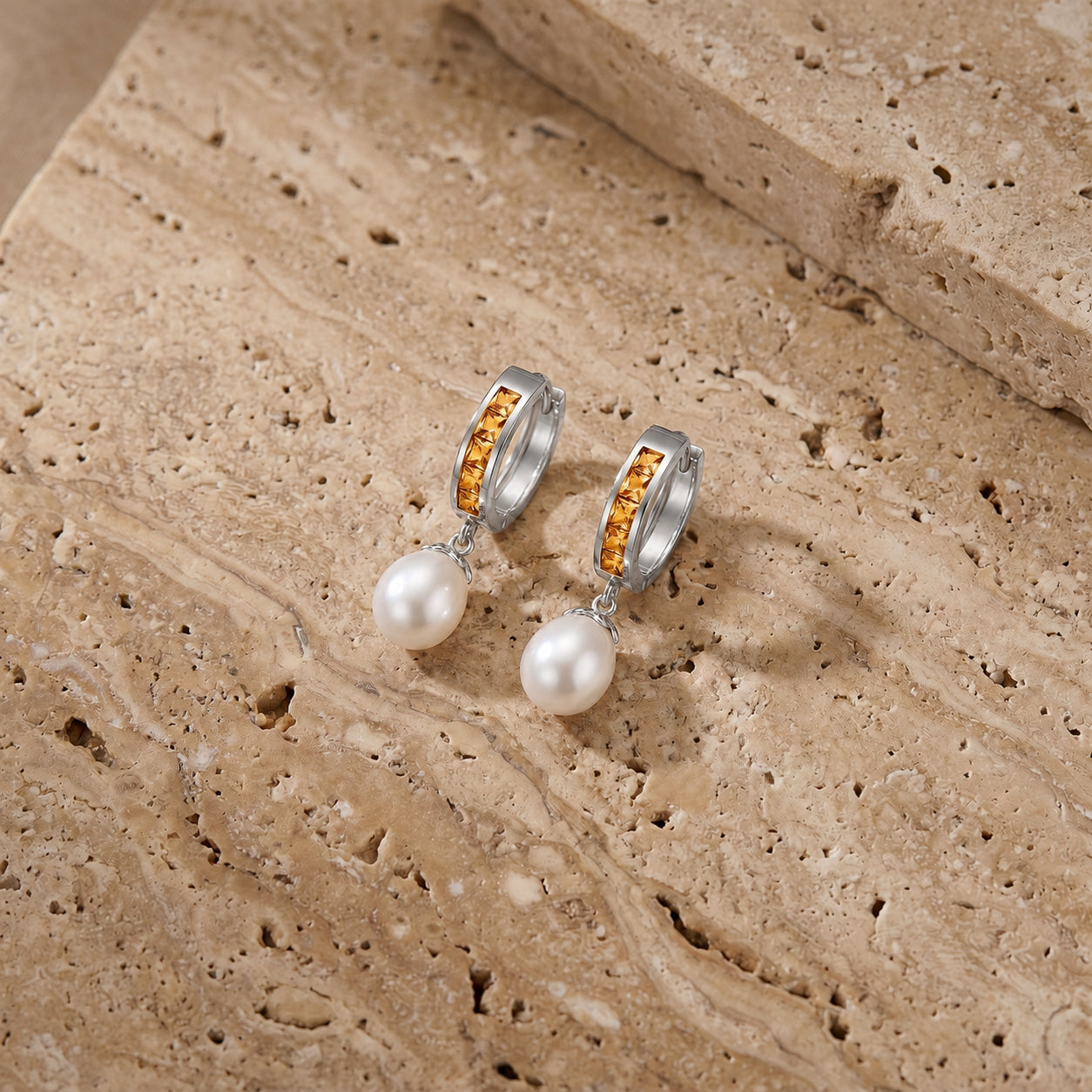 White Gold Bloom Earrings Aquamarine 10K — Battistina