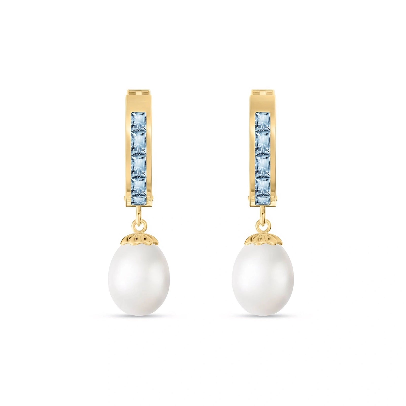 Yellow Gold Bloom Earrings Aquamarine 10K — Battistina
