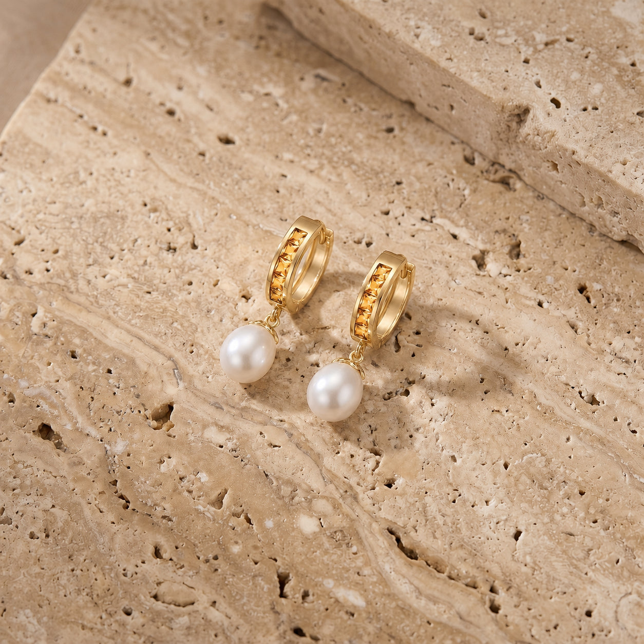 Yellow Gold Bloom Earrings Aquamarine 10K — Battistina
