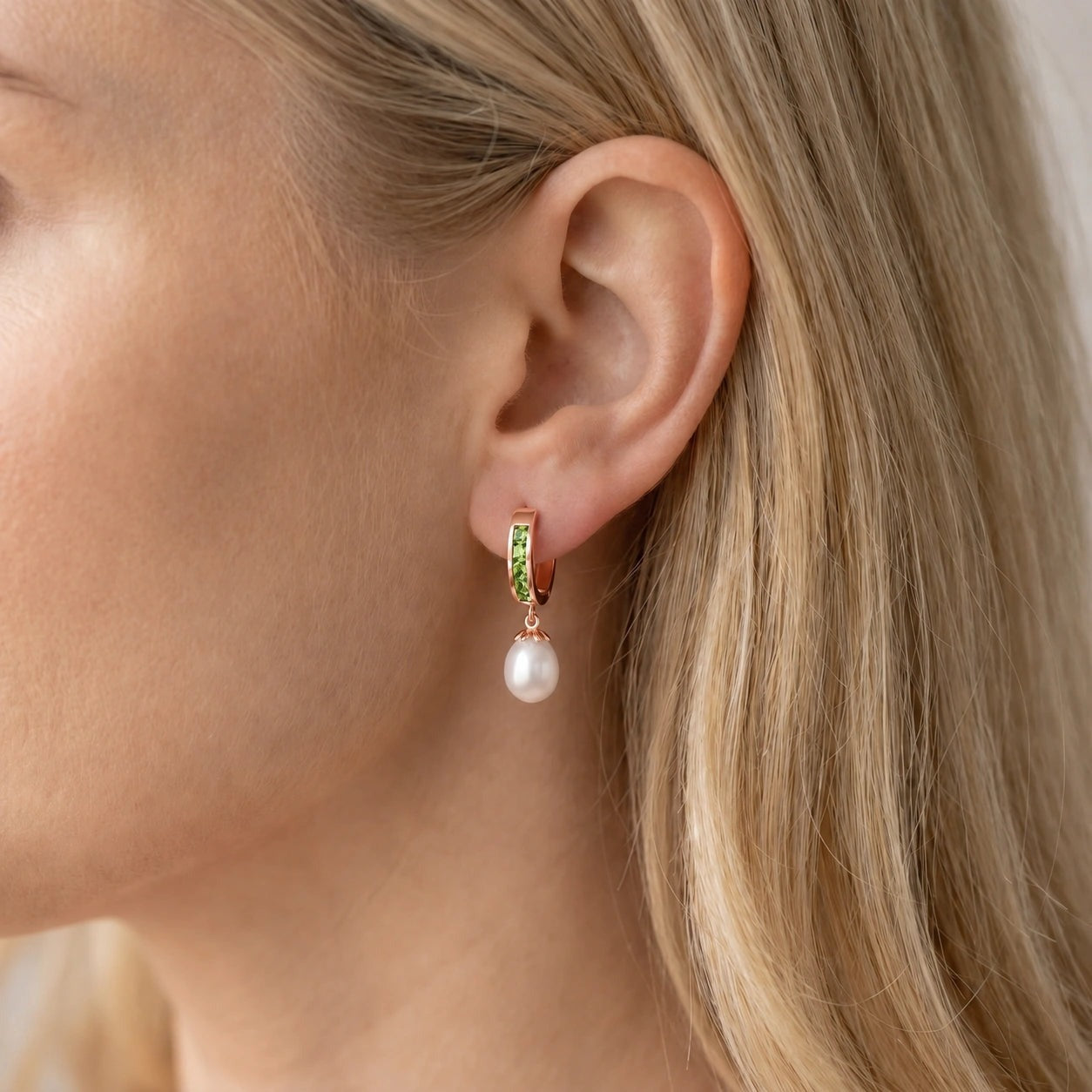 Rose Gold Bloom Earrings Peridot 10K — Battistina