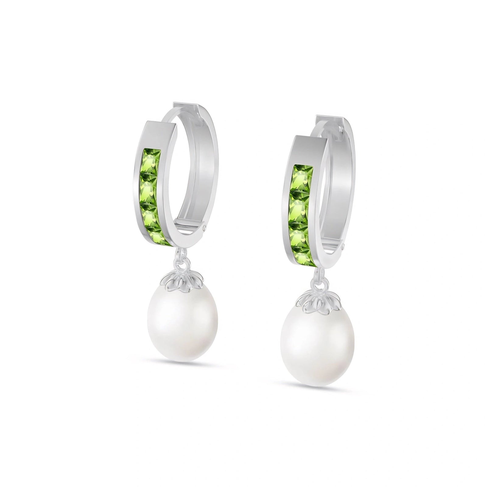 White Gold Bloom Earrings Peridot 10K — Battistina