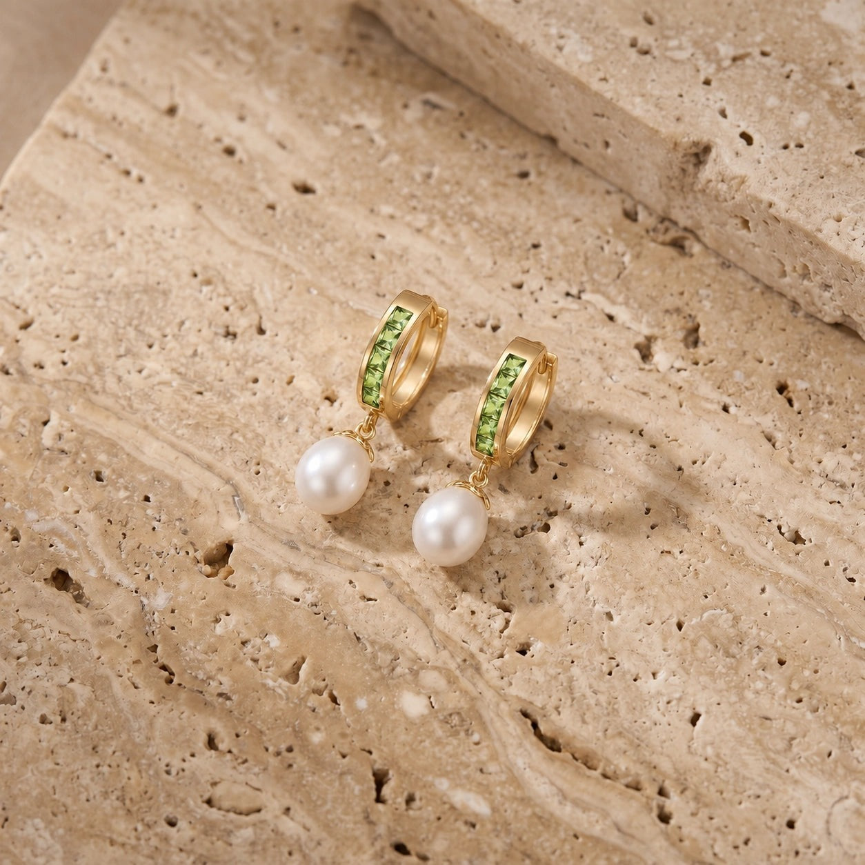 Yellow Gold Bloom Earrings Peridot 10K — Battistina
