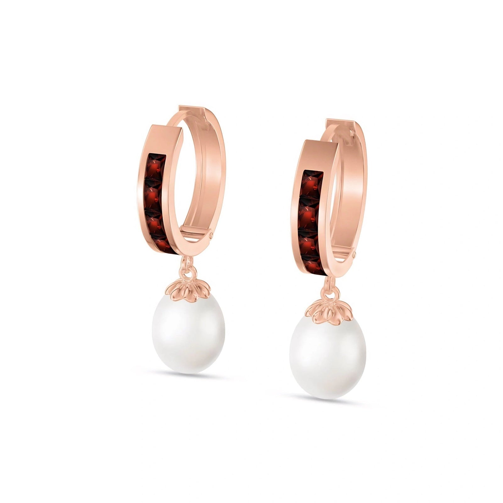 Rose Gold Bloom Earrings Garnet 10K — Battistina