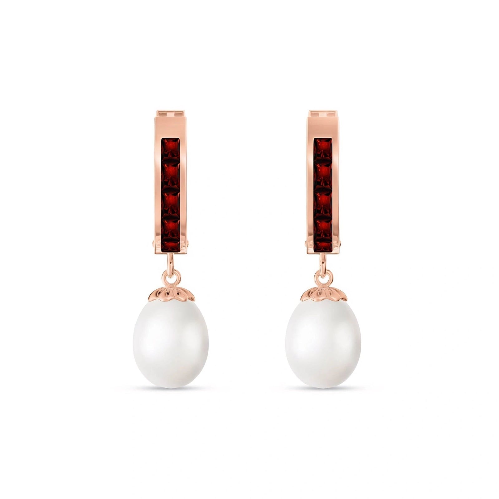 Rose Gold Bloom Earrings Garnet 10K — Battistina