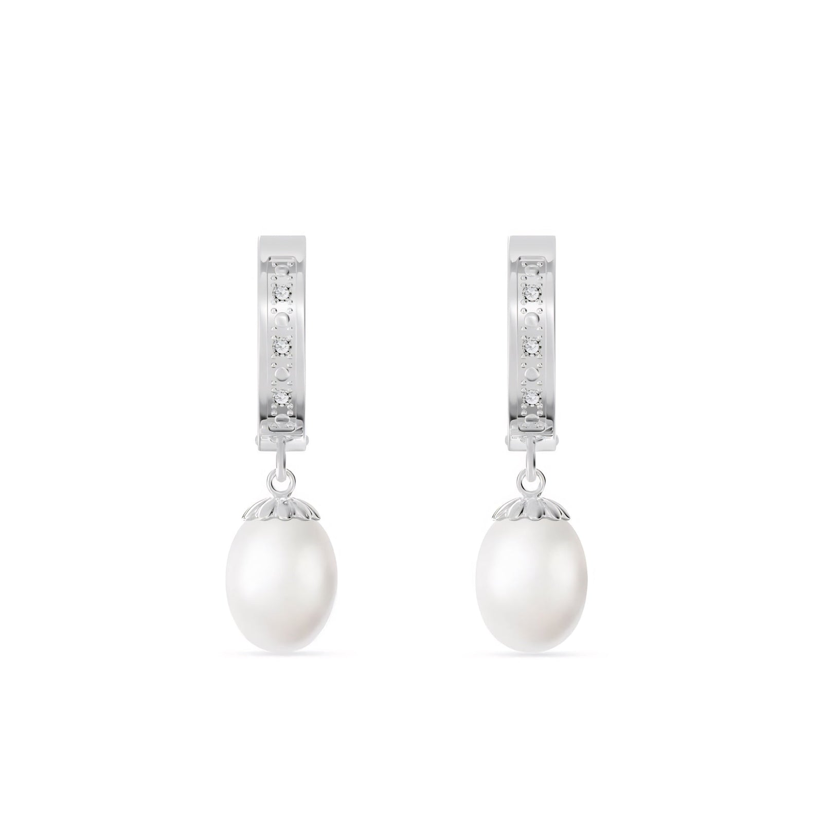 White Gold Bloom Earrings Garnet 10K — Battistina