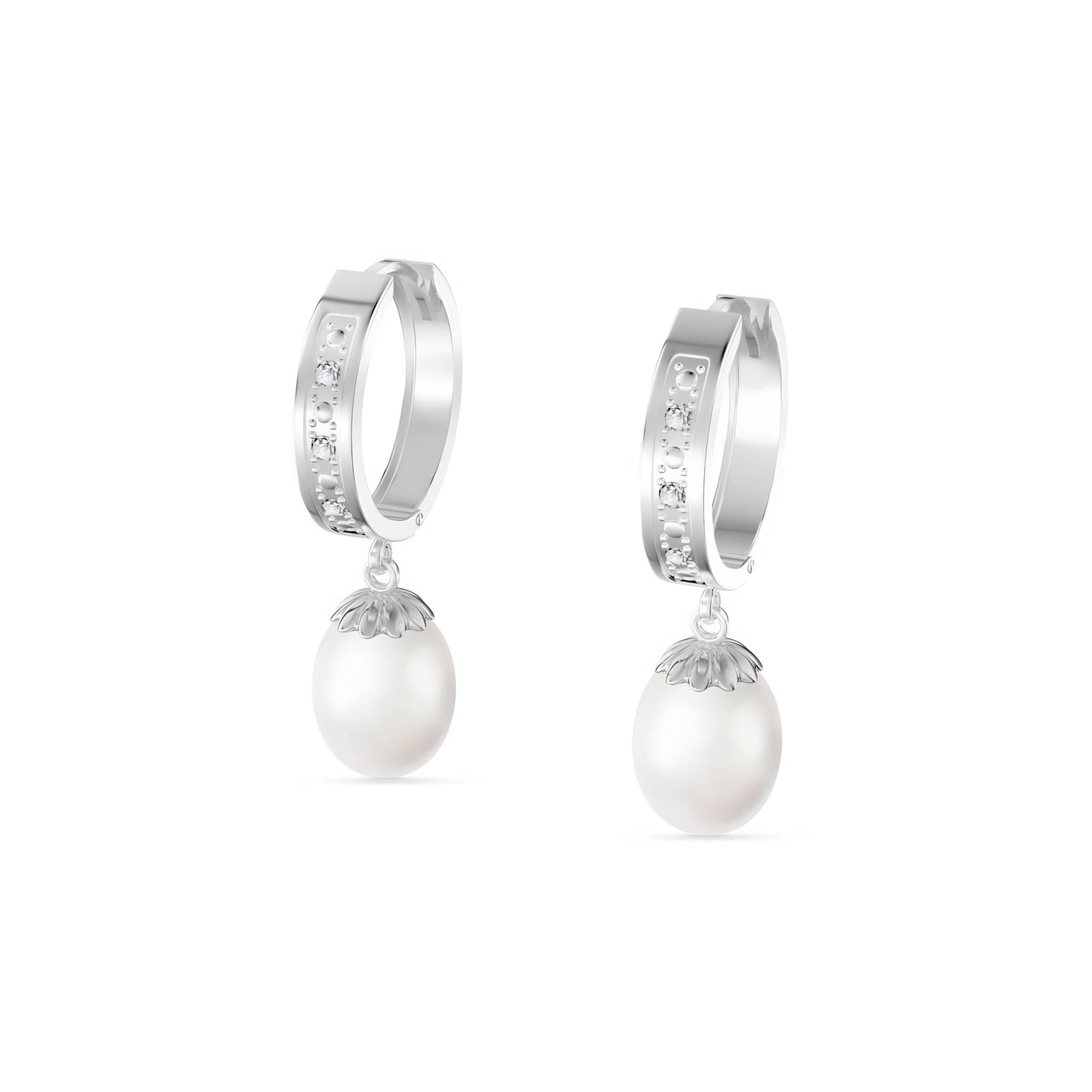 White Gold Bloom Earrings Garnet 10K — Battistina