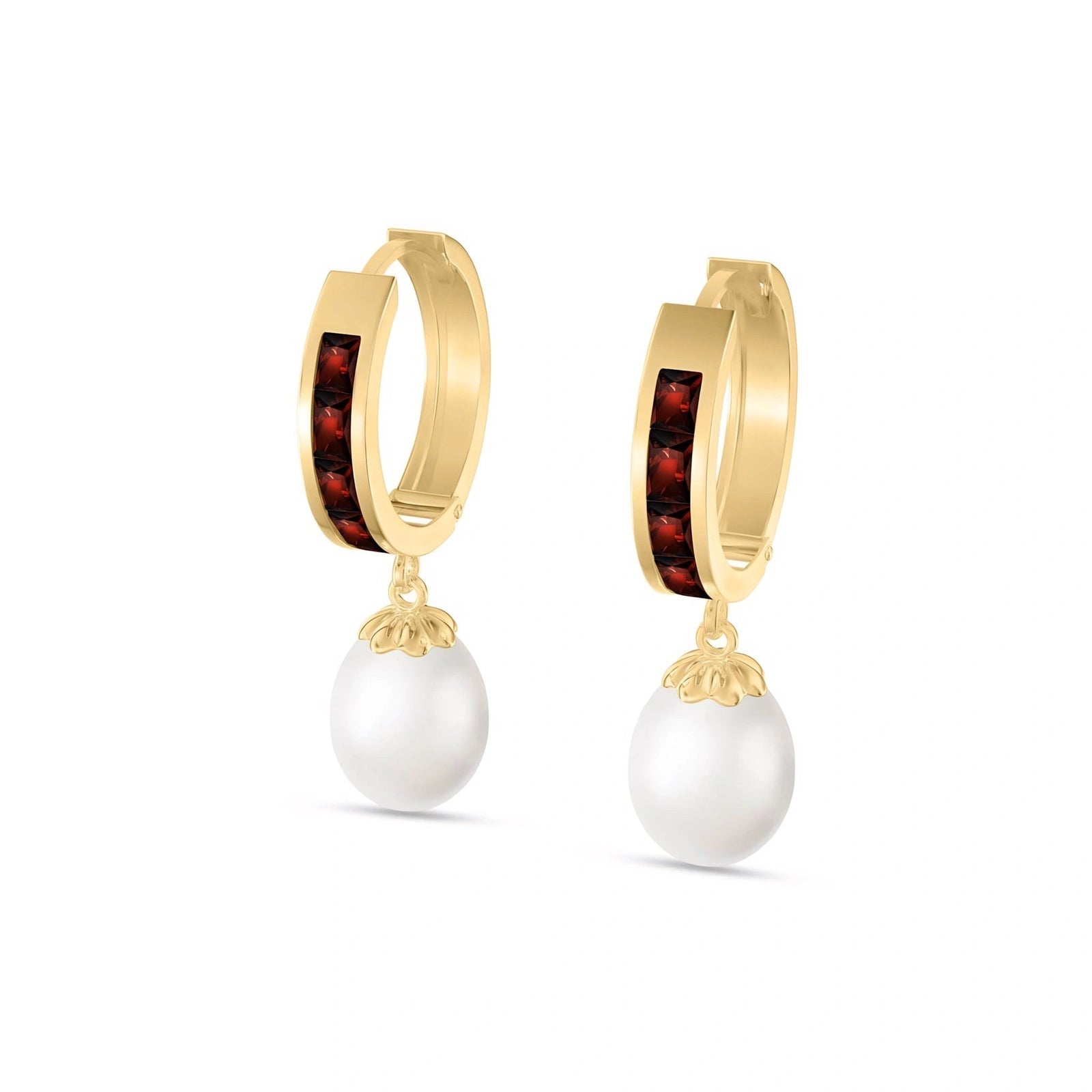 Yellow Gold Bloom Earrings Garnet 10K — Battistina