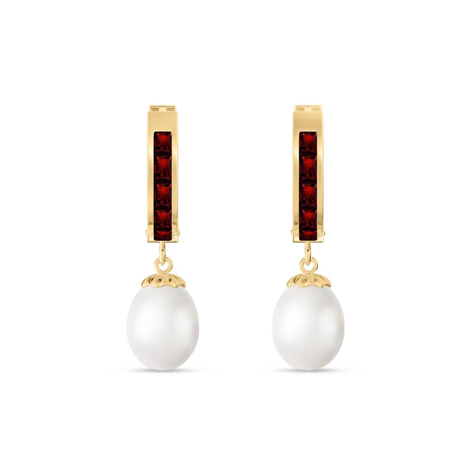 Yellow Gold Bloom Earrings Garnet 10K — Battistina