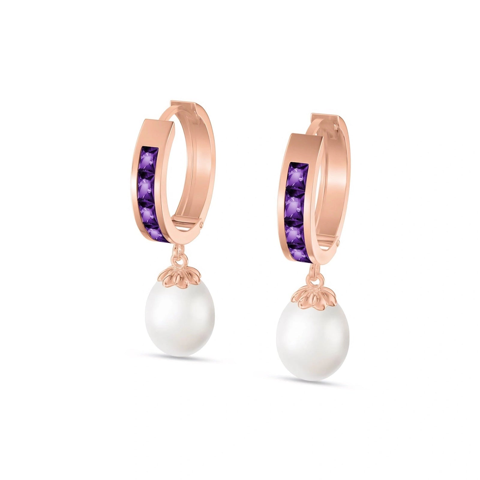 Rose Gold Bloom Earrings Amethyst 10K — Battistina