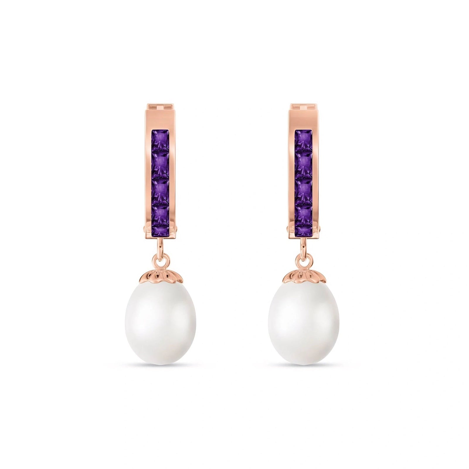 Rose Gold Bloom Earrings Amethyst 10K — Battistina