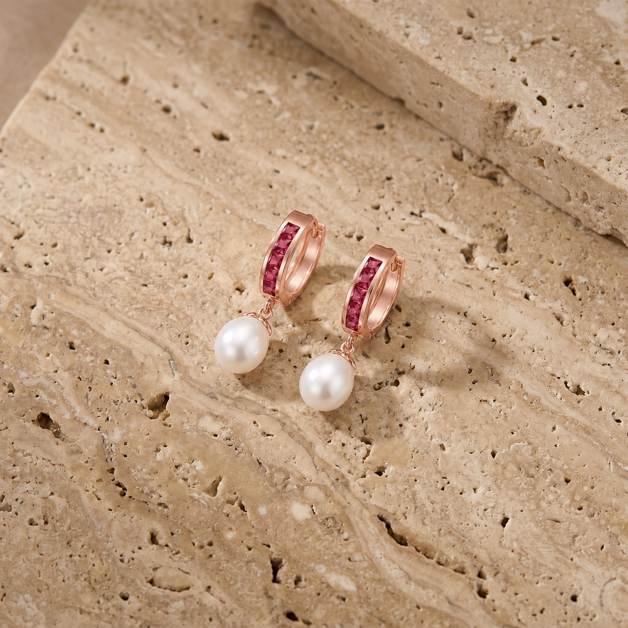 Rose Gold Bloom Earrings White Topaz 10K — Battistina