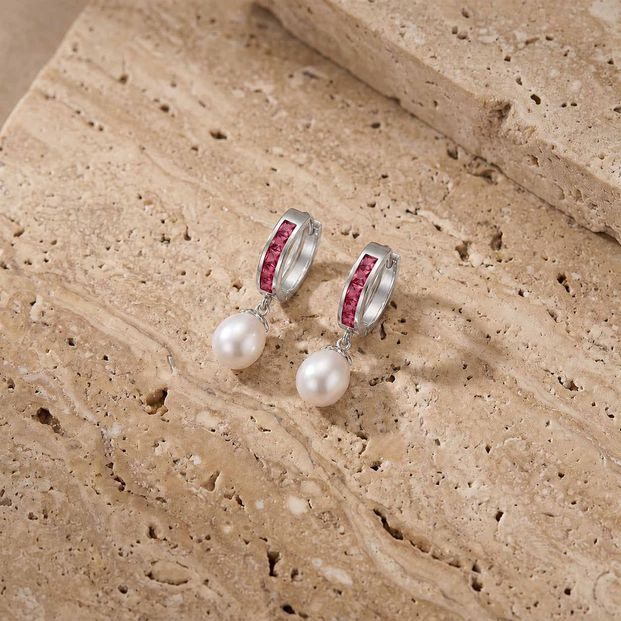 White Gold Bloom Earrings White Topaz 10K — Battistina
