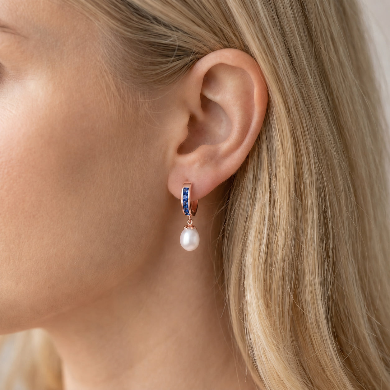 Rose Gold Bloom Earrings Blue Topaz 10K — Battistina