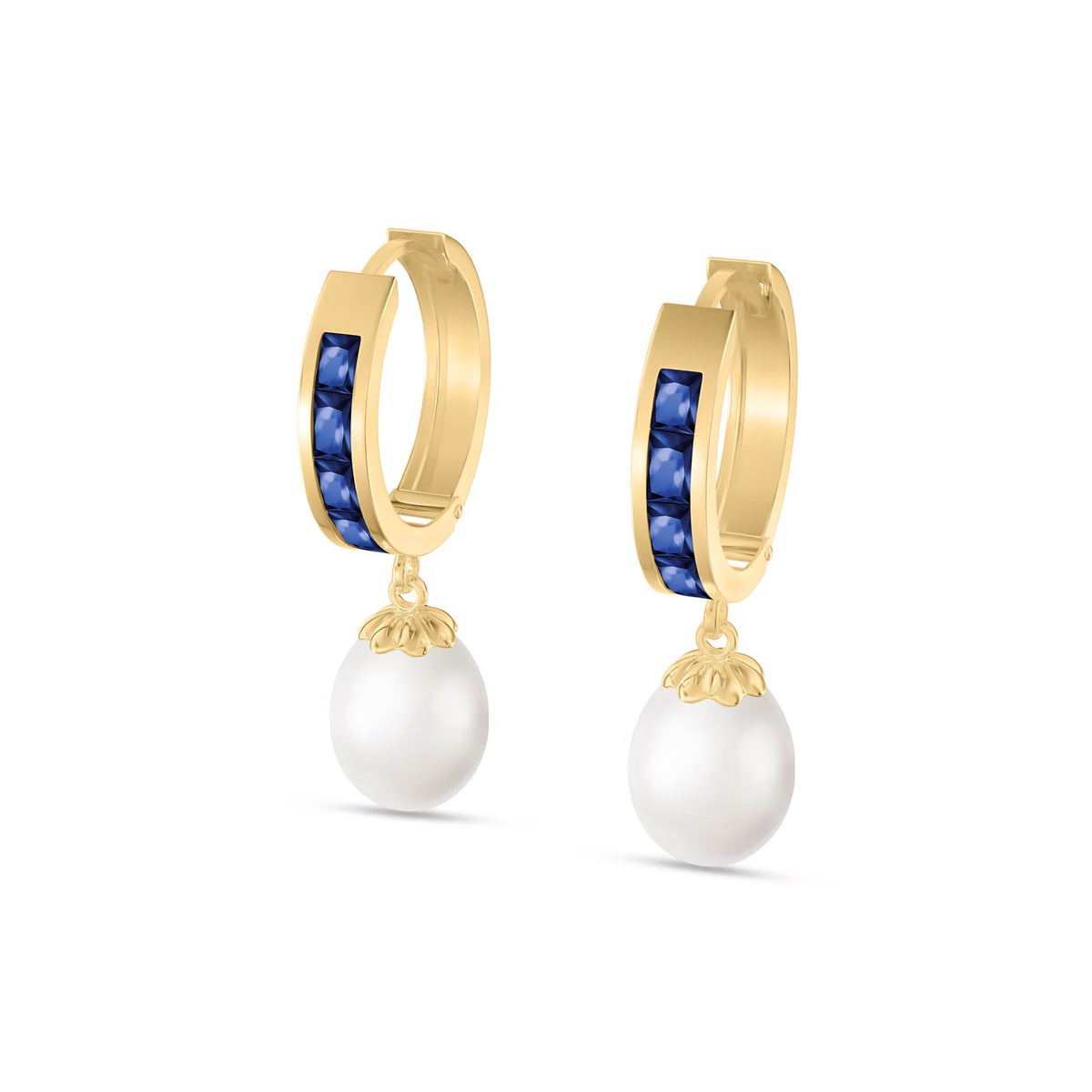 Yellow Gold Bloom Earrings Blue Topaz 10K — Battistina