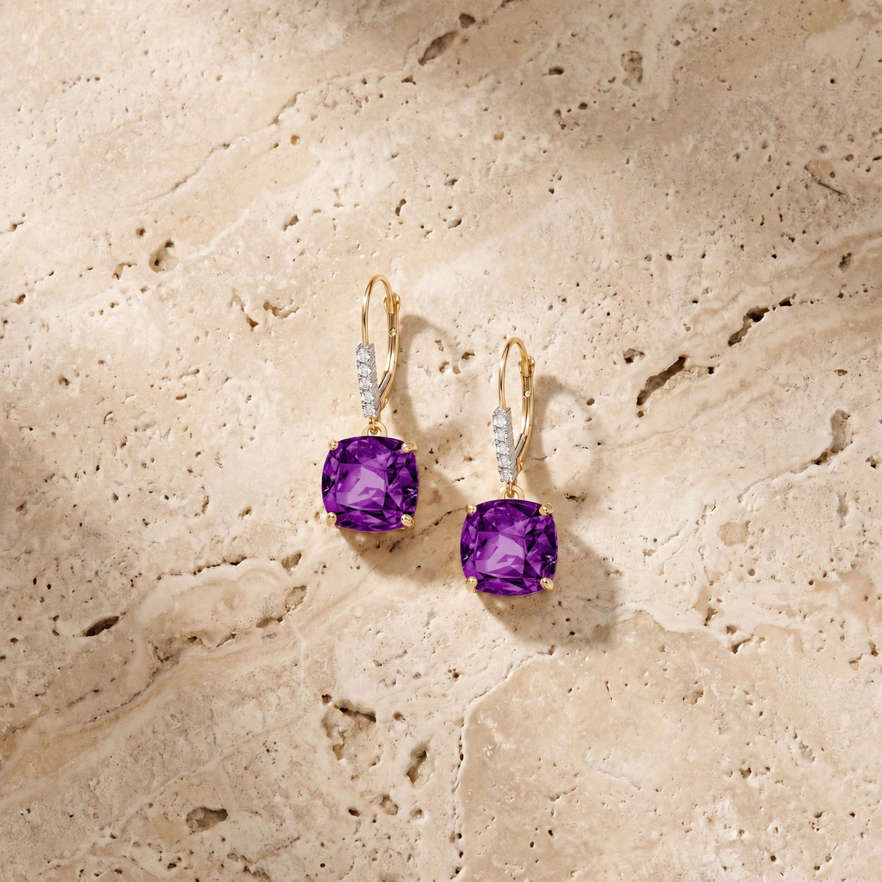 Yellow Gold Amethyst & Diamond — Mariacassandra